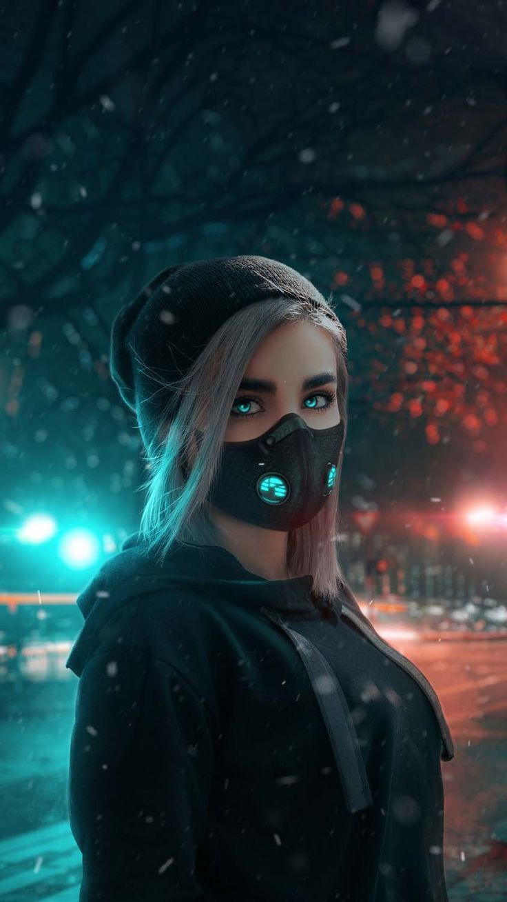 736x1308 Masked Girl in Snow iPhone Wallpaper HD