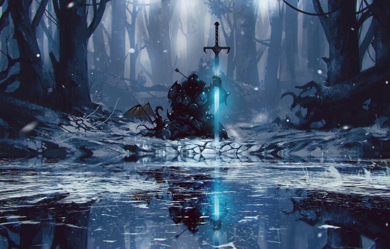 1332x850 Wallpaper Winter, Dragon, Snow, Forest, Armor, Ice, Warrior