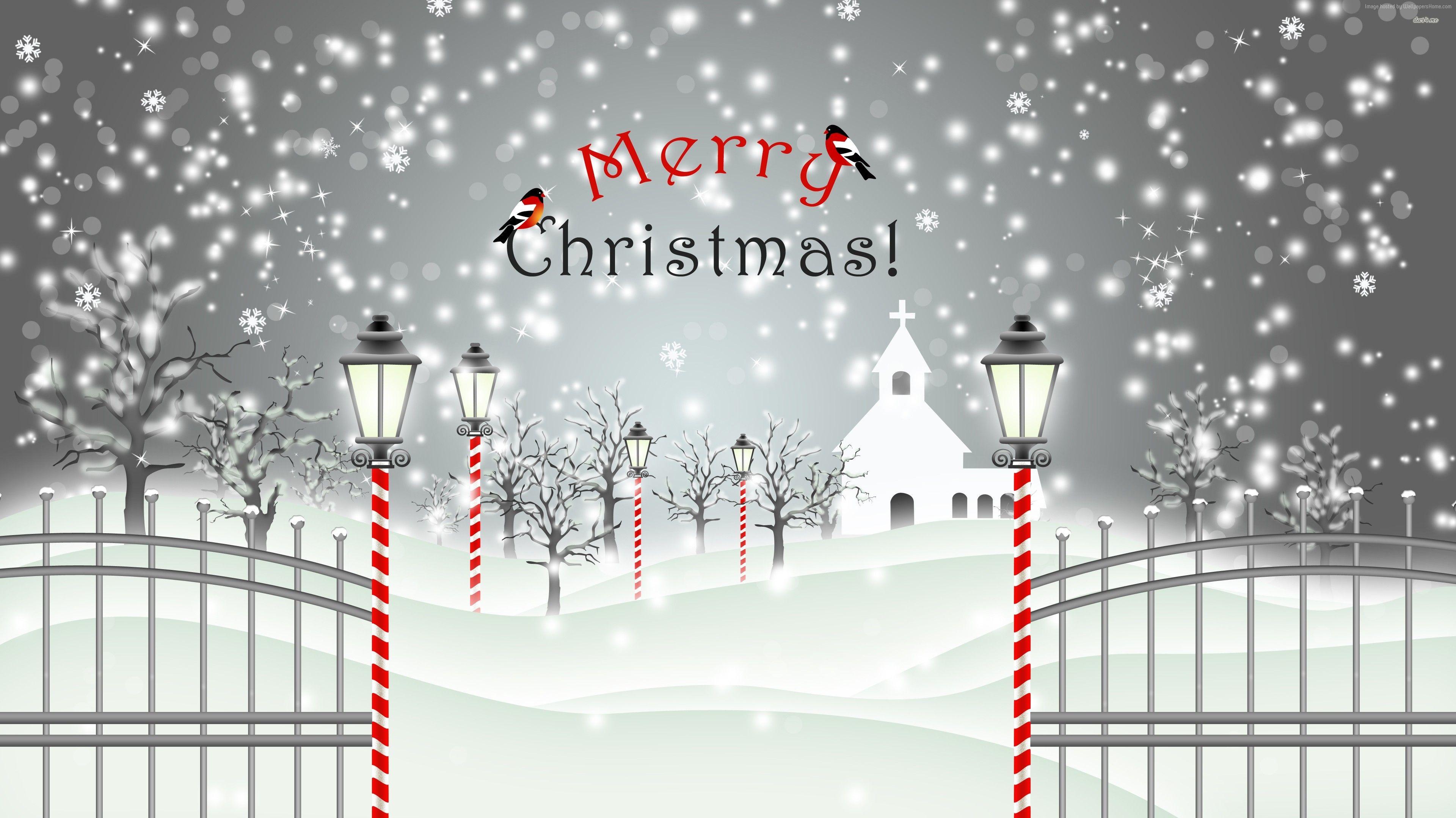 3840x2160 Wallpaper Christmas, snow, winter, 4k, Holidays Wallpaper