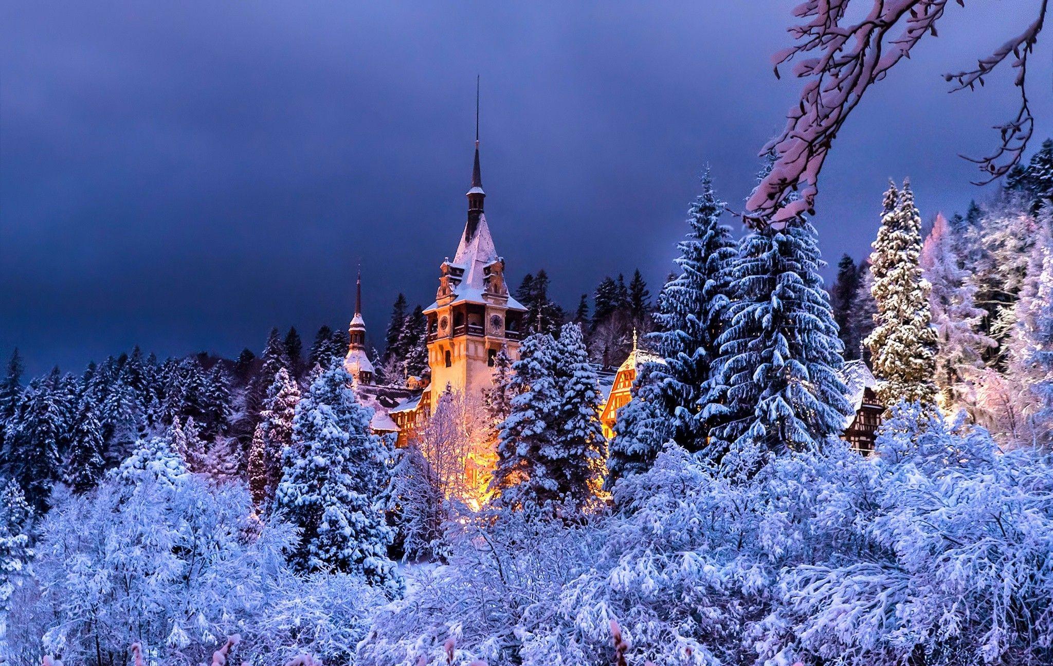 2048x1296 winter night snow wallpaper and background. Nature