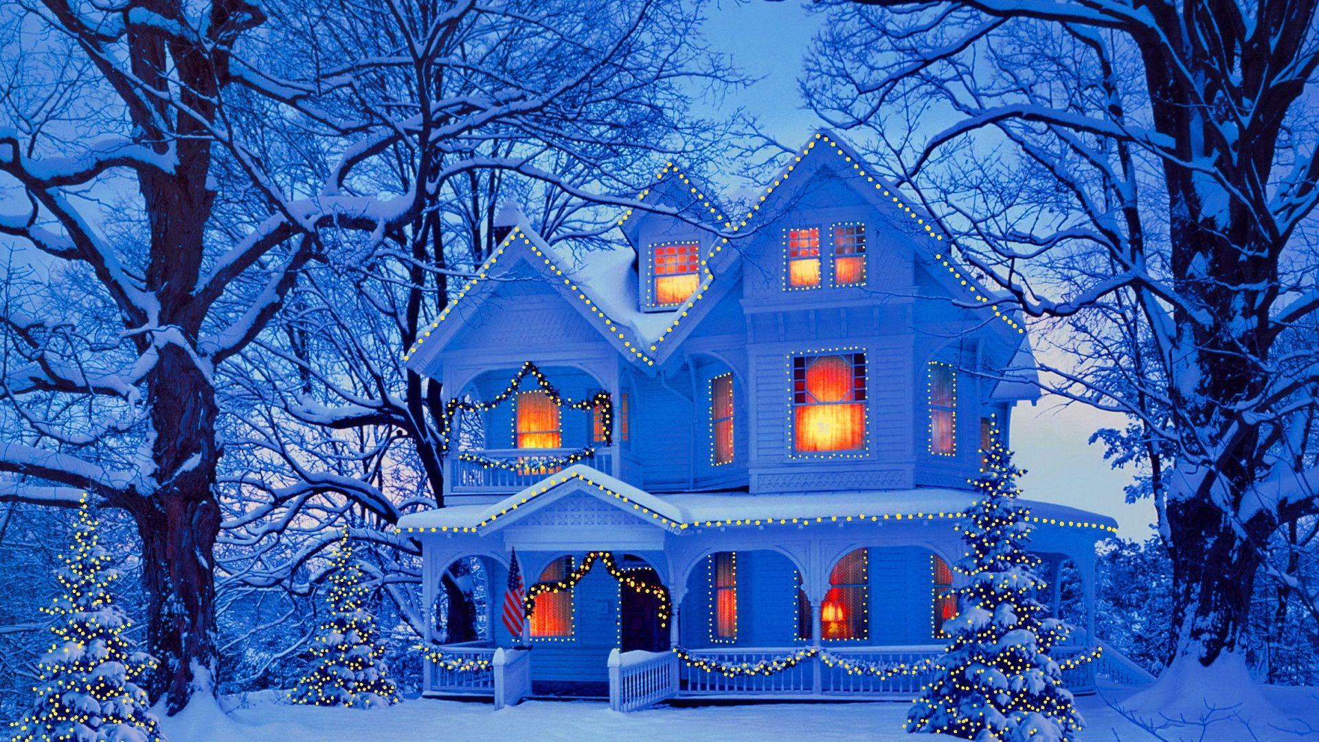 1920x1080 Christmas Holiday Winter Snow House Wallpaper 11588