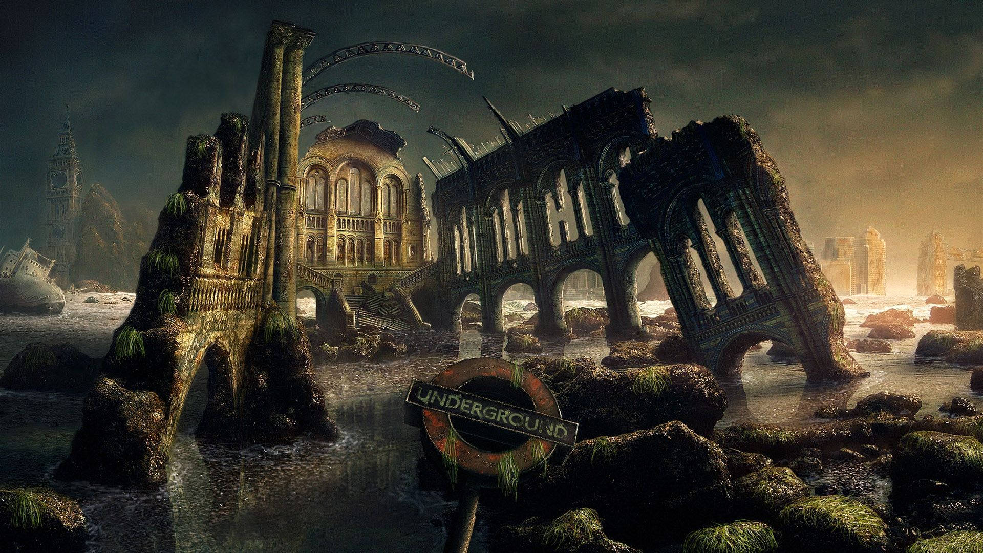 1920x1080 ruined fantasy world Wallpaper
