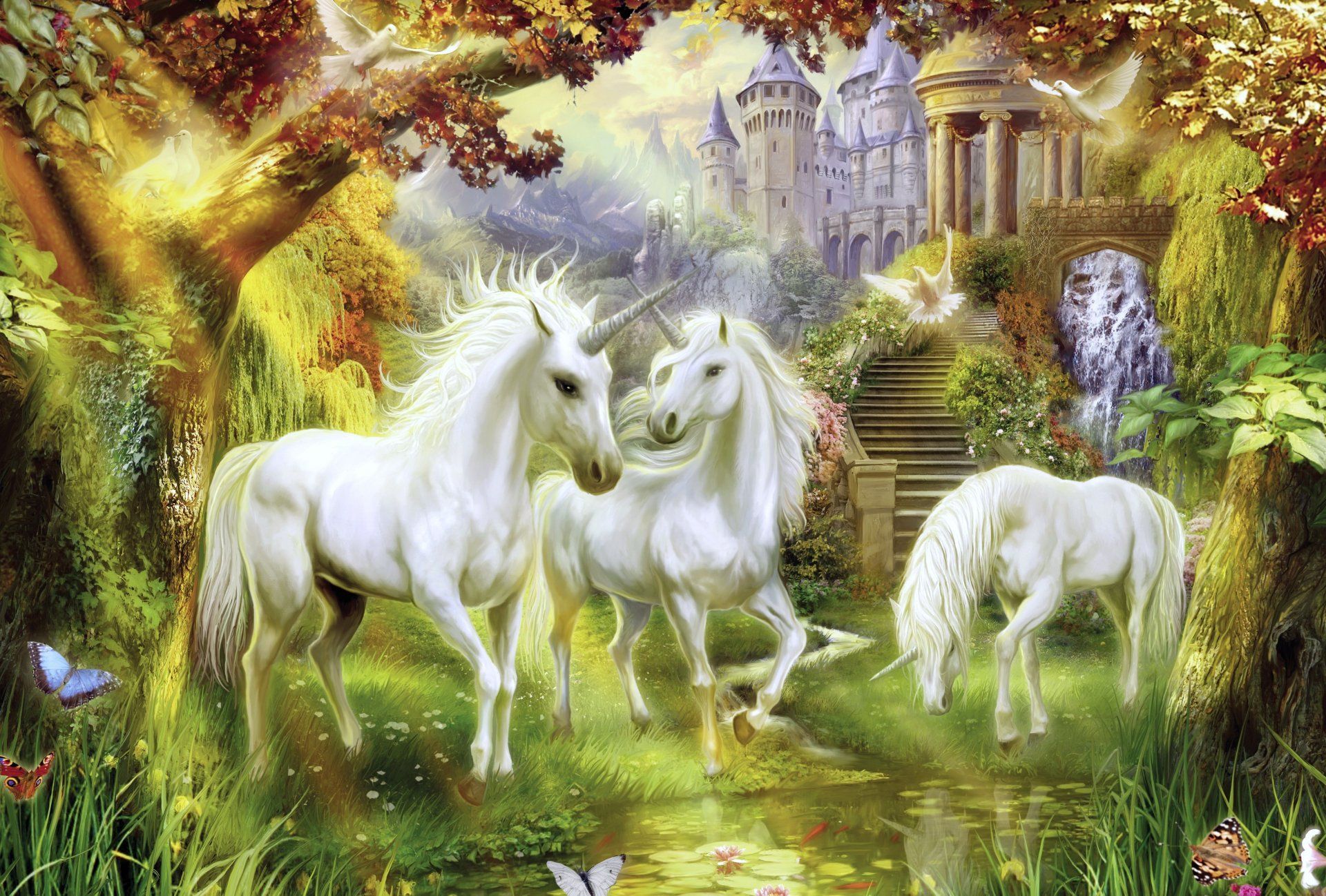 1920x1298 4K Fantasy Enchanted Unicorns Wallpaper