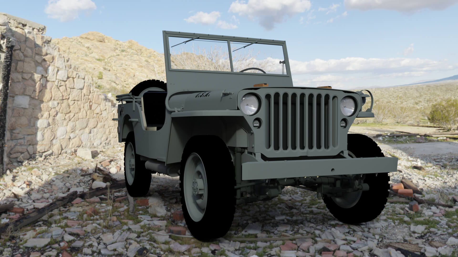 1920x1080 Willys MB Jeep 1945 3D Model