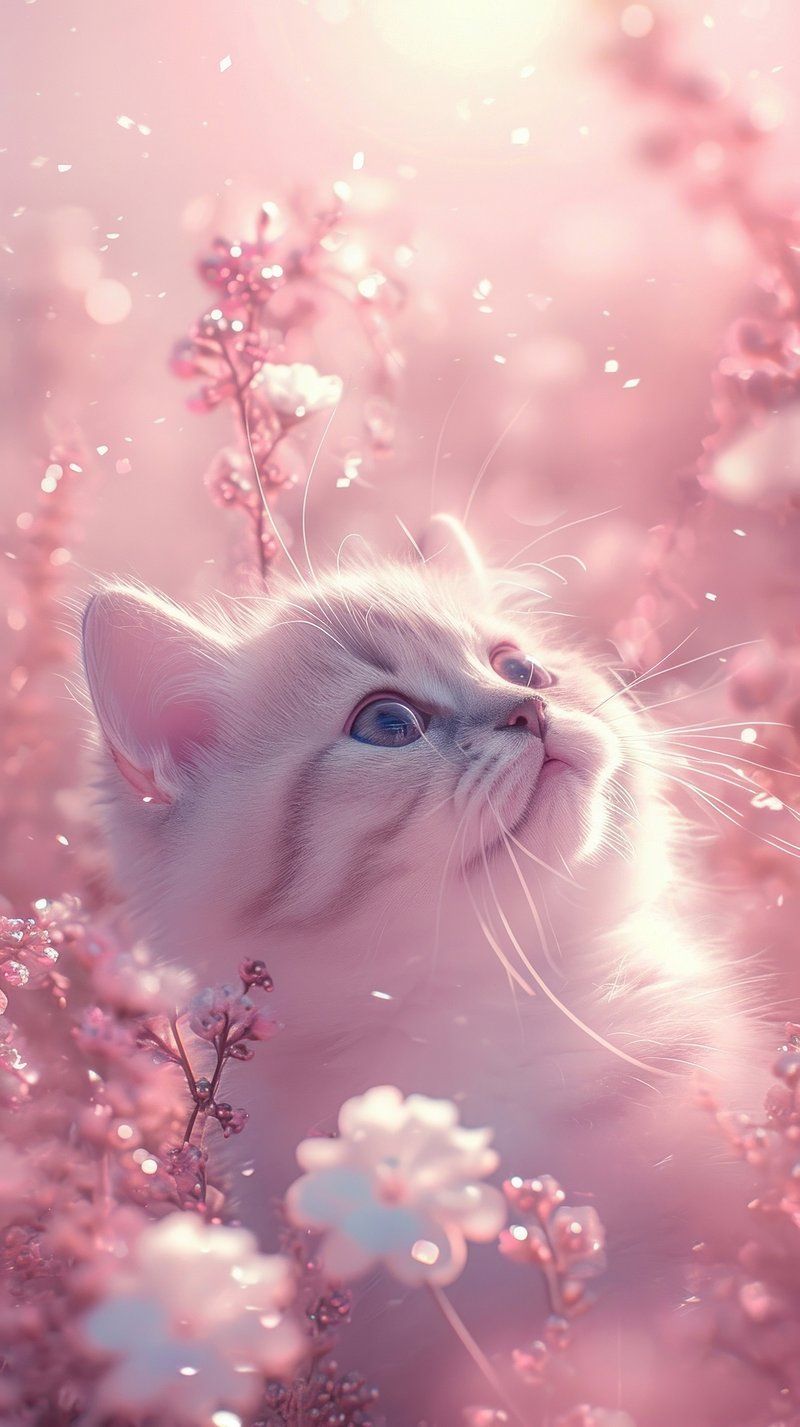 800x1427 Cute Cat Wallpaper Background Of Flower