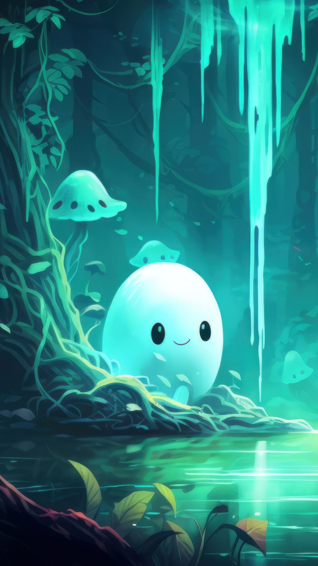 1080x1920 Cute Ghost Halloween Forest 4K