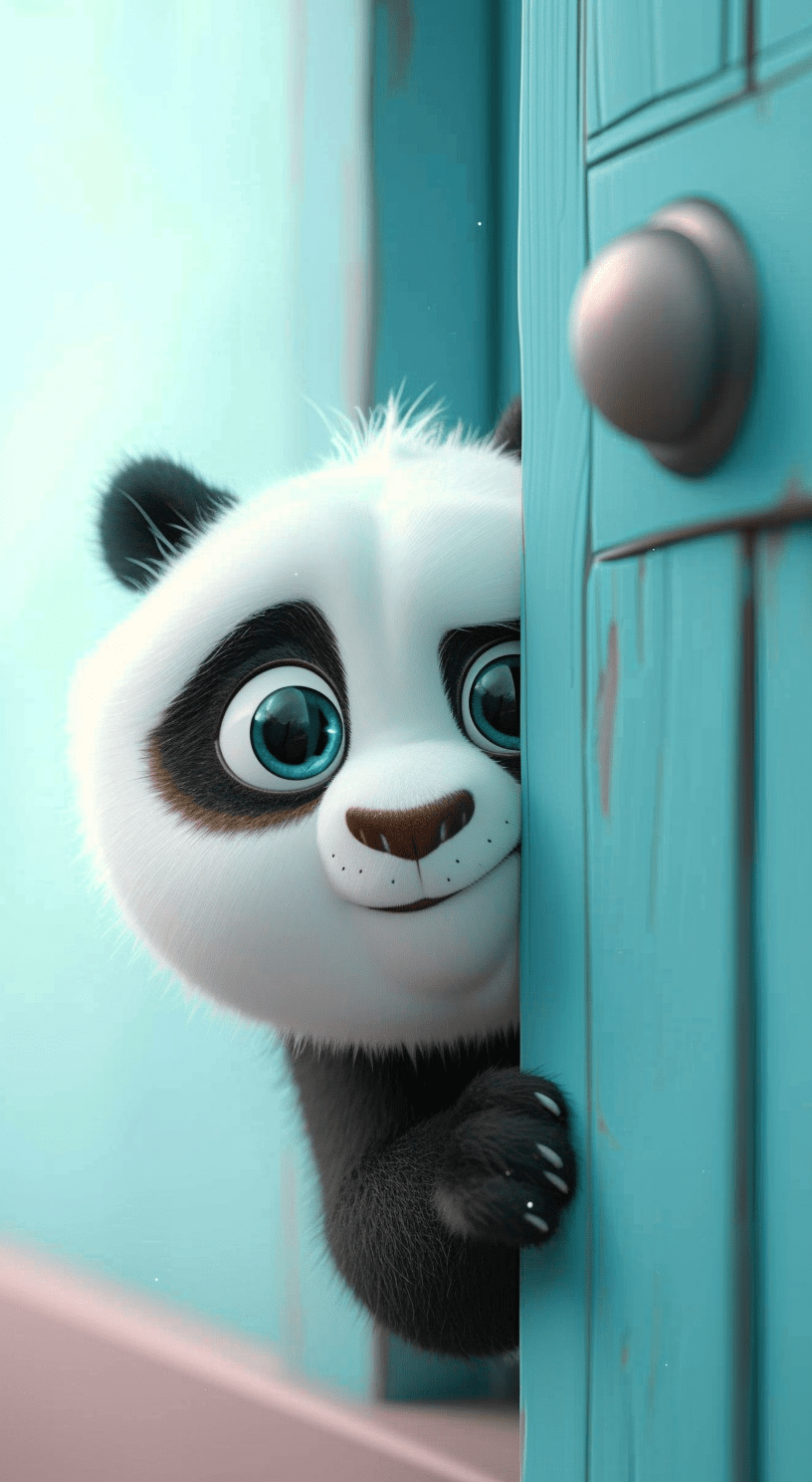 816x1488 Playful Panda Peeking