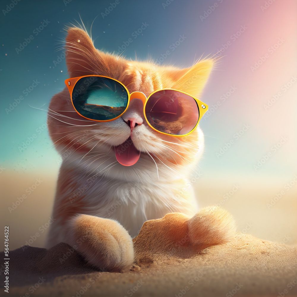 1000x1000 Happy cute baby cat wearing coat, deep
