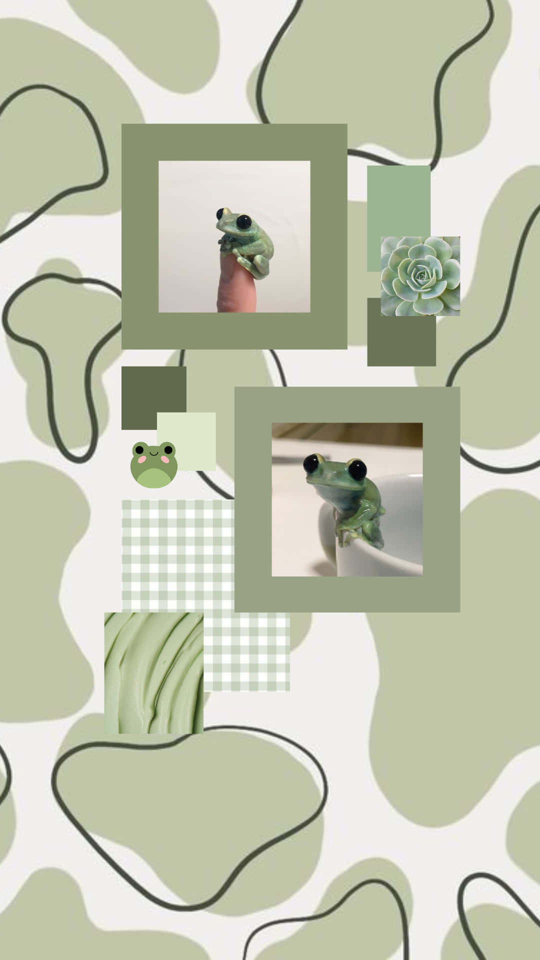 1080x1920 Download Cute Sage Green Frogs In A