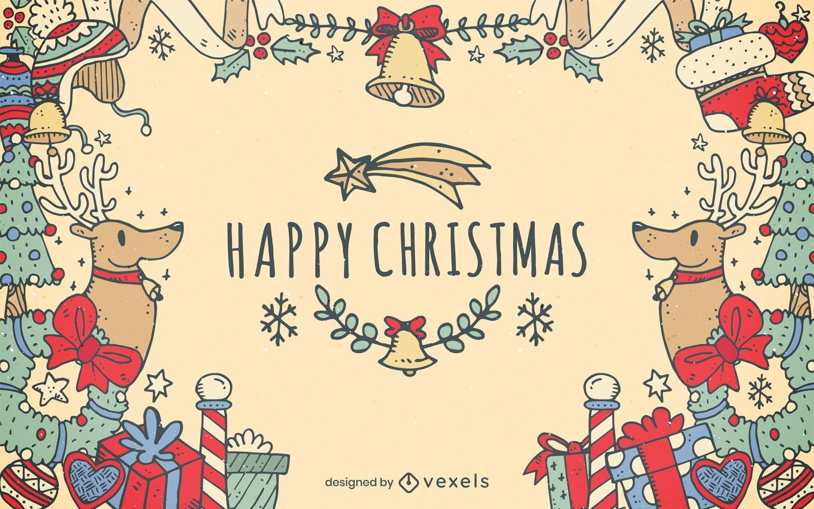 1600x1000 Christmas Elements Frame Background