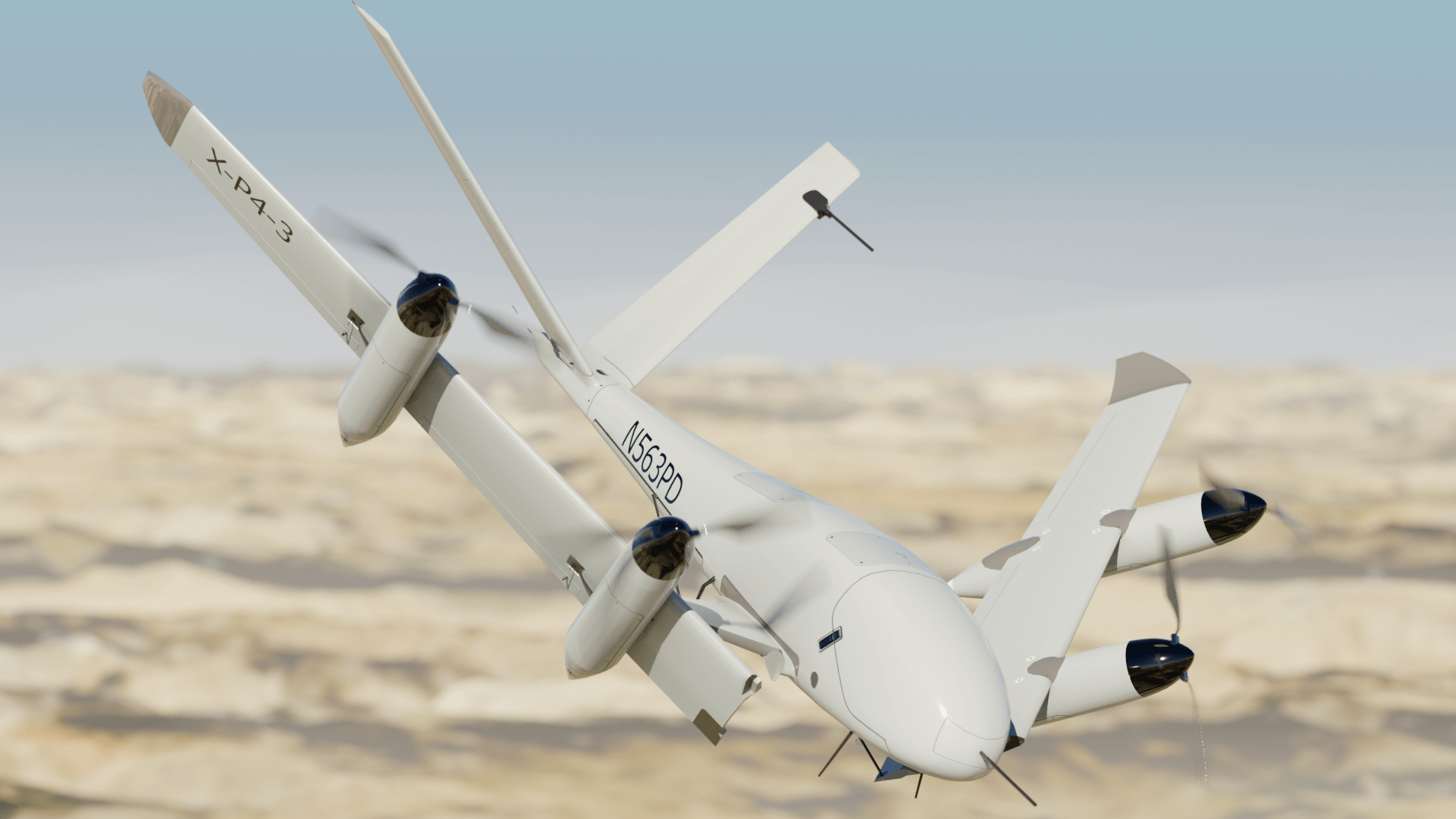 1920x1080 Pterodynamics UAV 3D Render. RenderHub