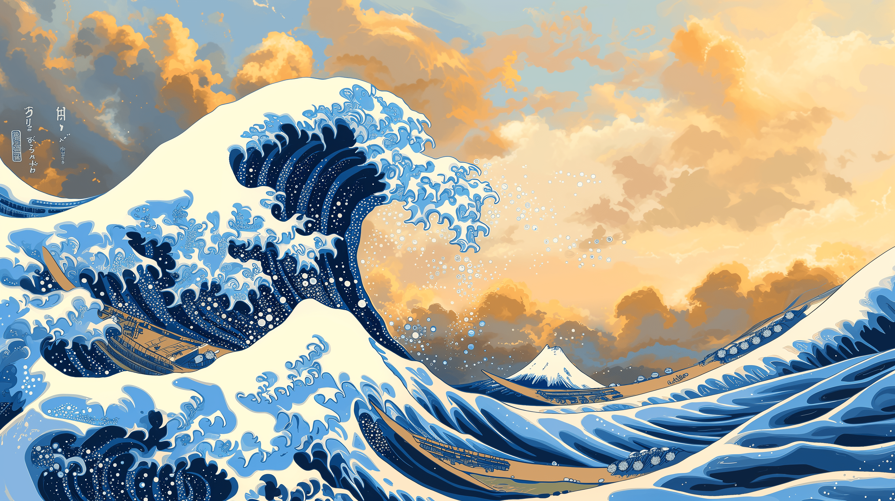 2912x1632 The Great Wave: 4K Ultra HD Art