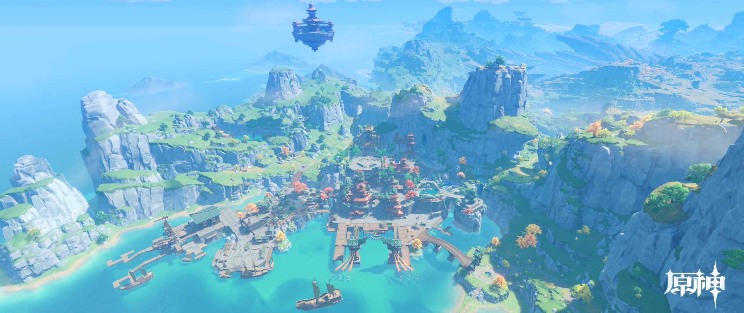 2560x1080 Ultrawide Teyvat Cities Photography