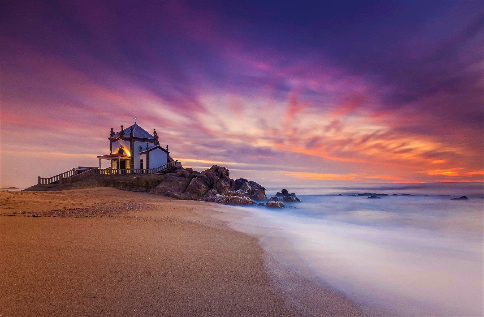 2048x1342 Horizon Sunset Beach Portugal Sea Ocean