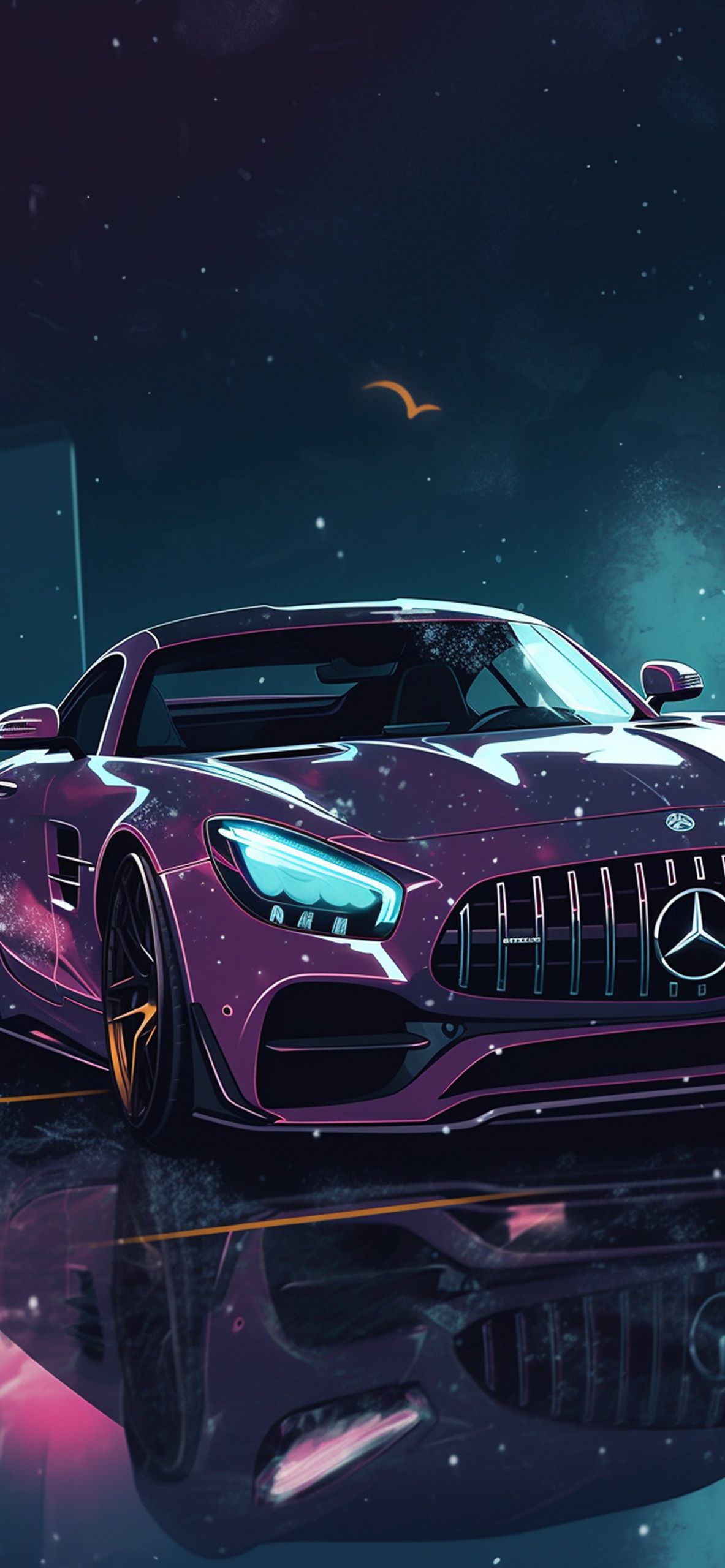 1183x2560 Purple Mercedes Benz AMG GT Wallpaper