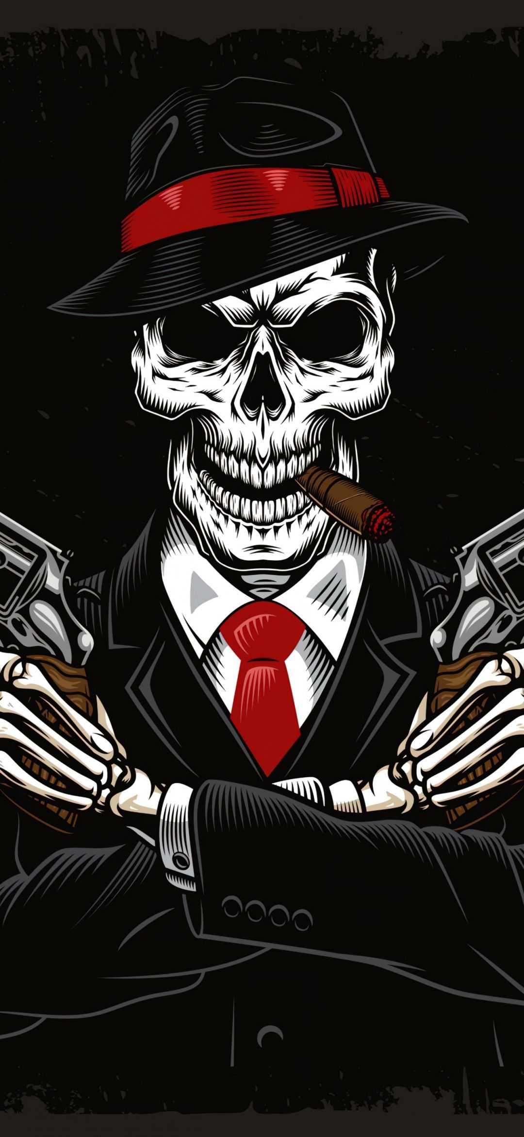 1080x2340 Skull Wallpaper 4K, Mafia, Gangster