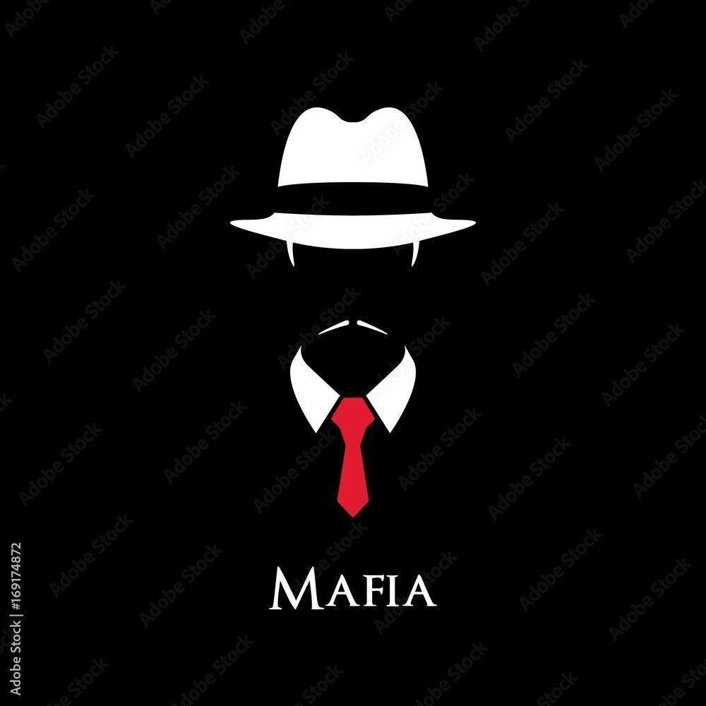 1000x1000 White Silhouette of an Italian Mafia