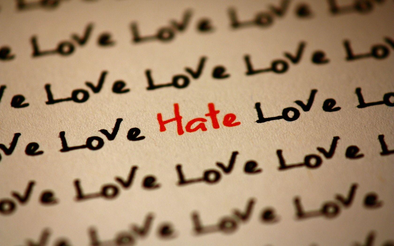 1680x1050 Download wallpaper 1680x1050 inscription, love, hate, paper