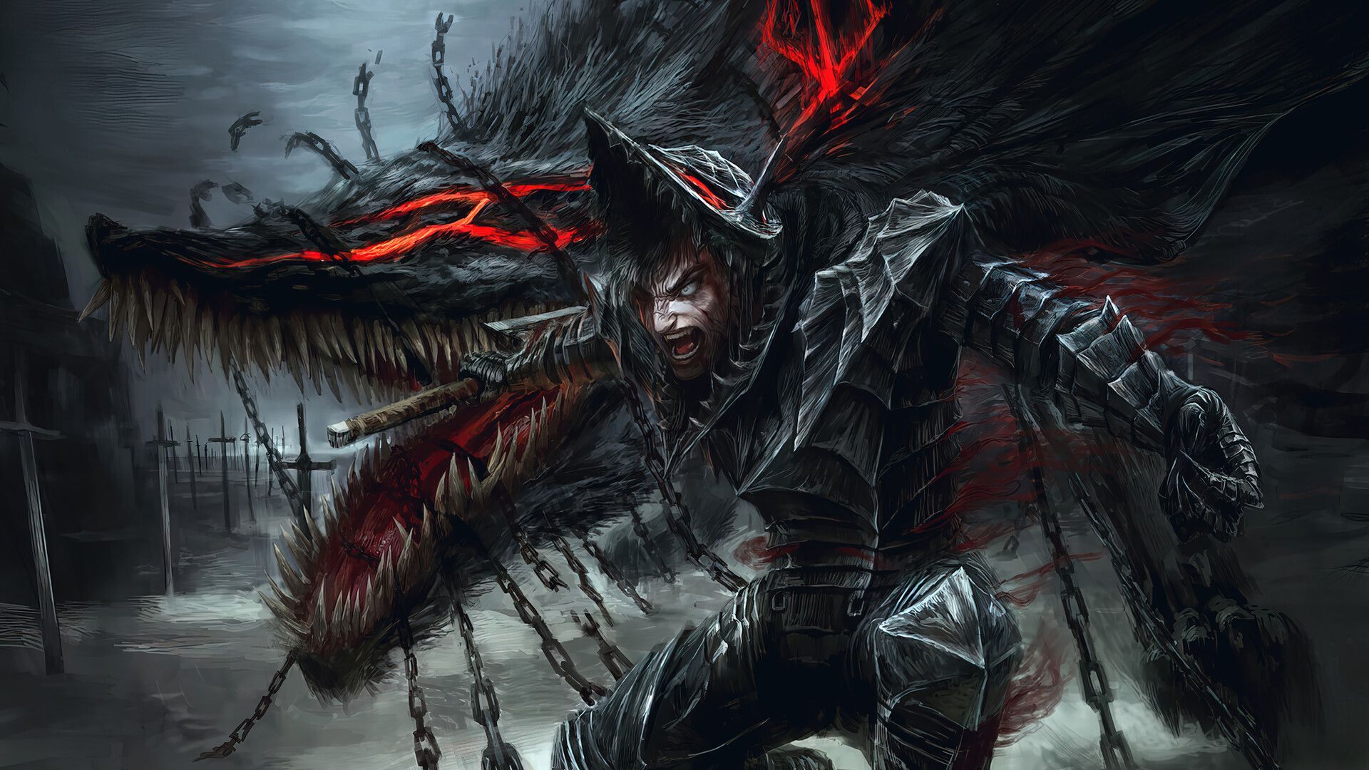 1920x1080 Berserk Guts Beast of Darkness