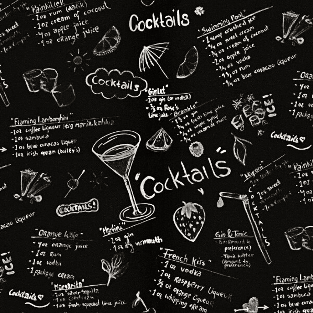 1000x1000 Instawalls Cocktail Bar Recipes Non Woven Faux Chalk Board Effect Wallpaper 6362 15