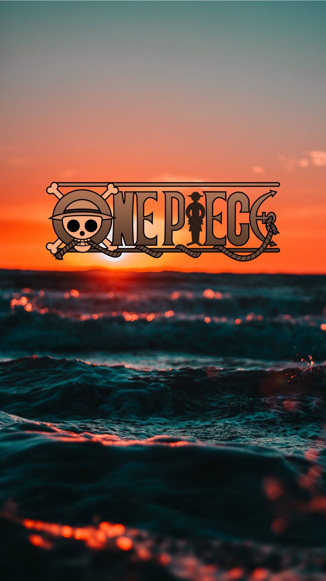 1080x1920 One Piece Logo Sunset Wallpaper