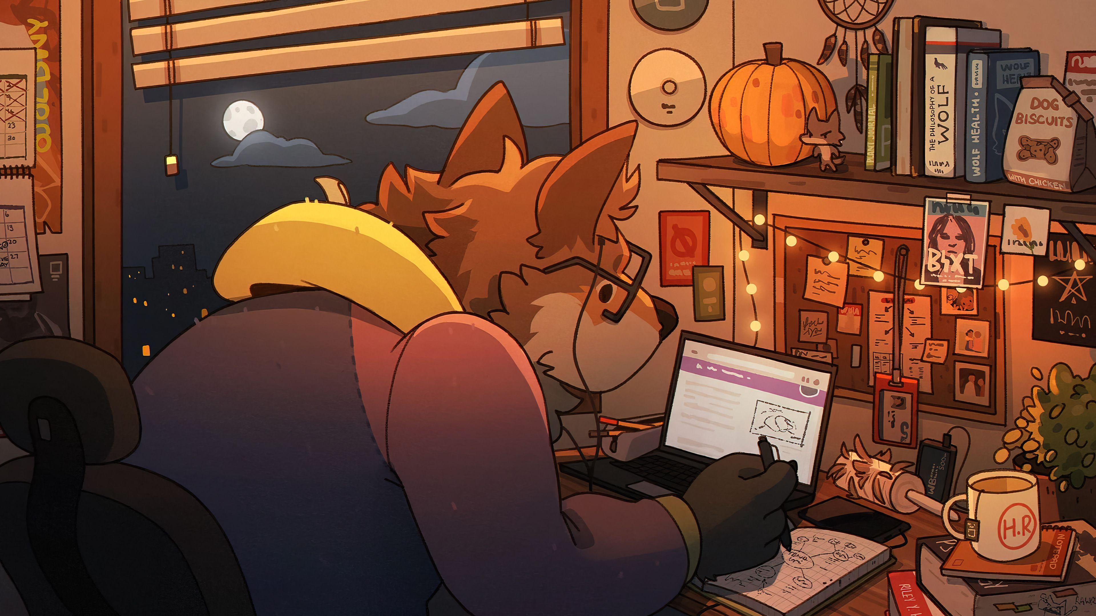 3840x2160 Lofi Studying Wallpaper 4K PC Desktop e