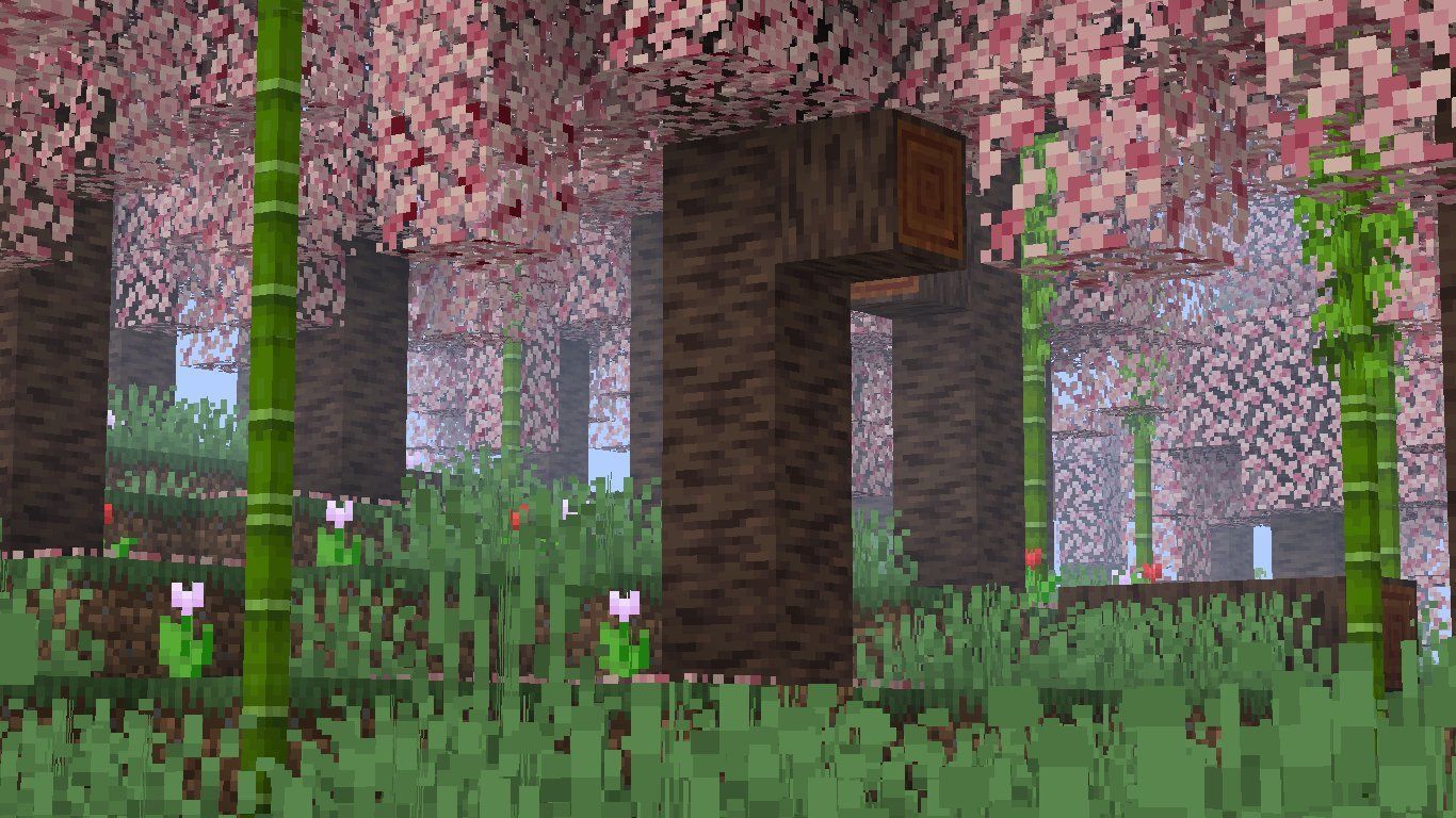 1366x768 Cherry blossom forest #Minecraft