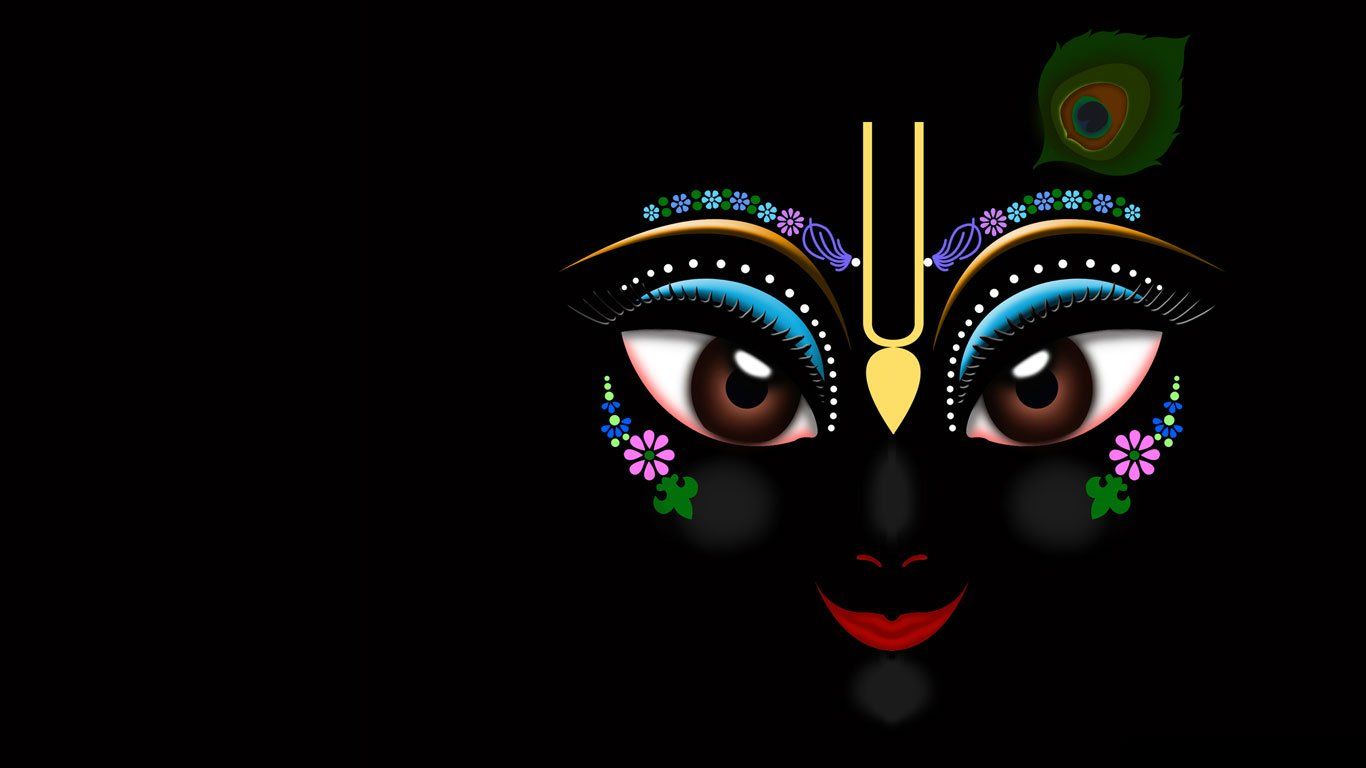 1366x768 Lord Krishna Dark Wallpaper
