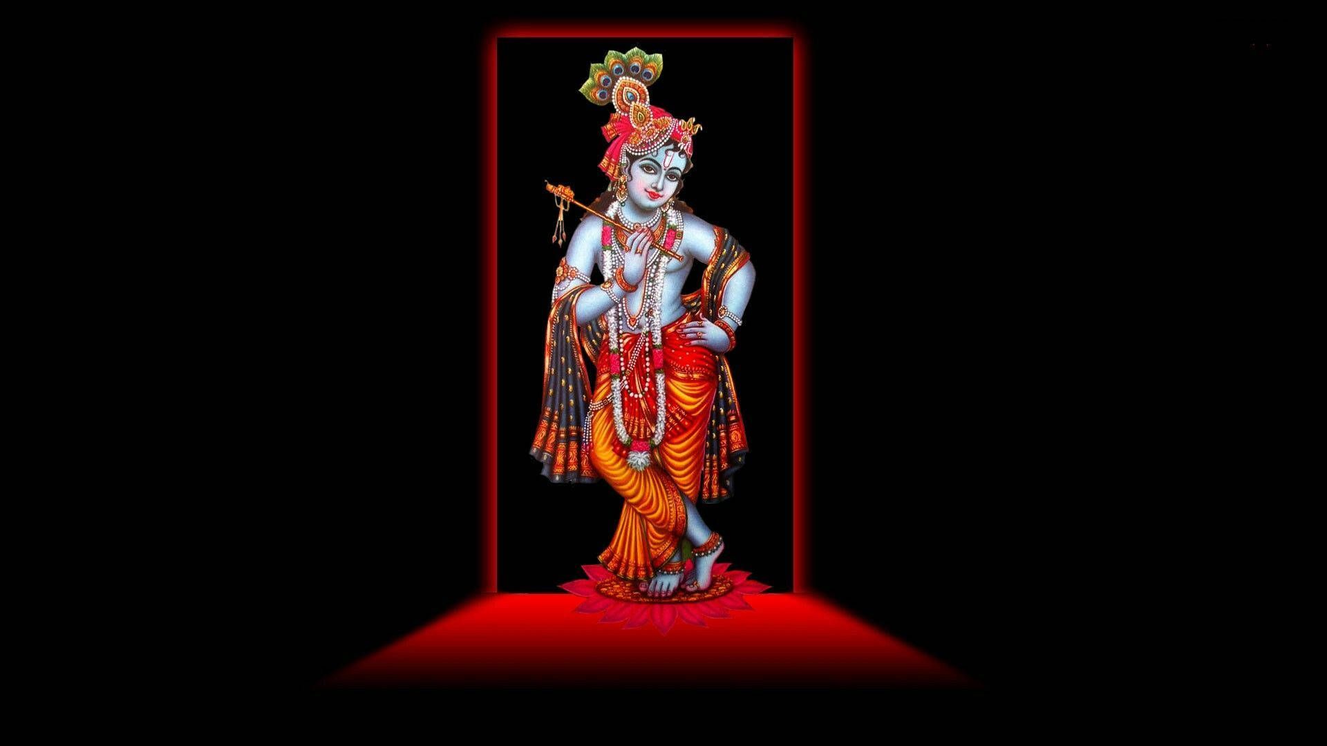 1920x1080 Krishna HD Red And Black Wallpaper