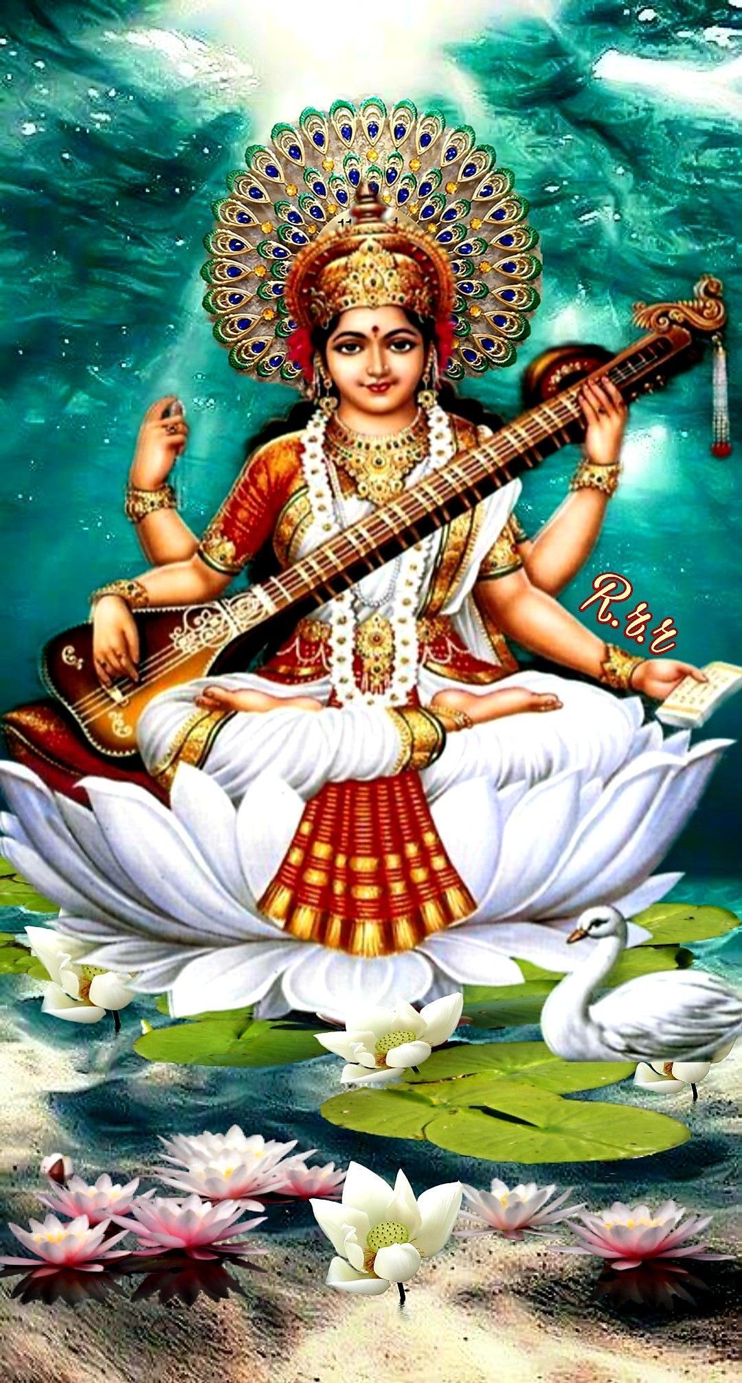 1080x2014 sarswati maa, ipad, mother of knowledge