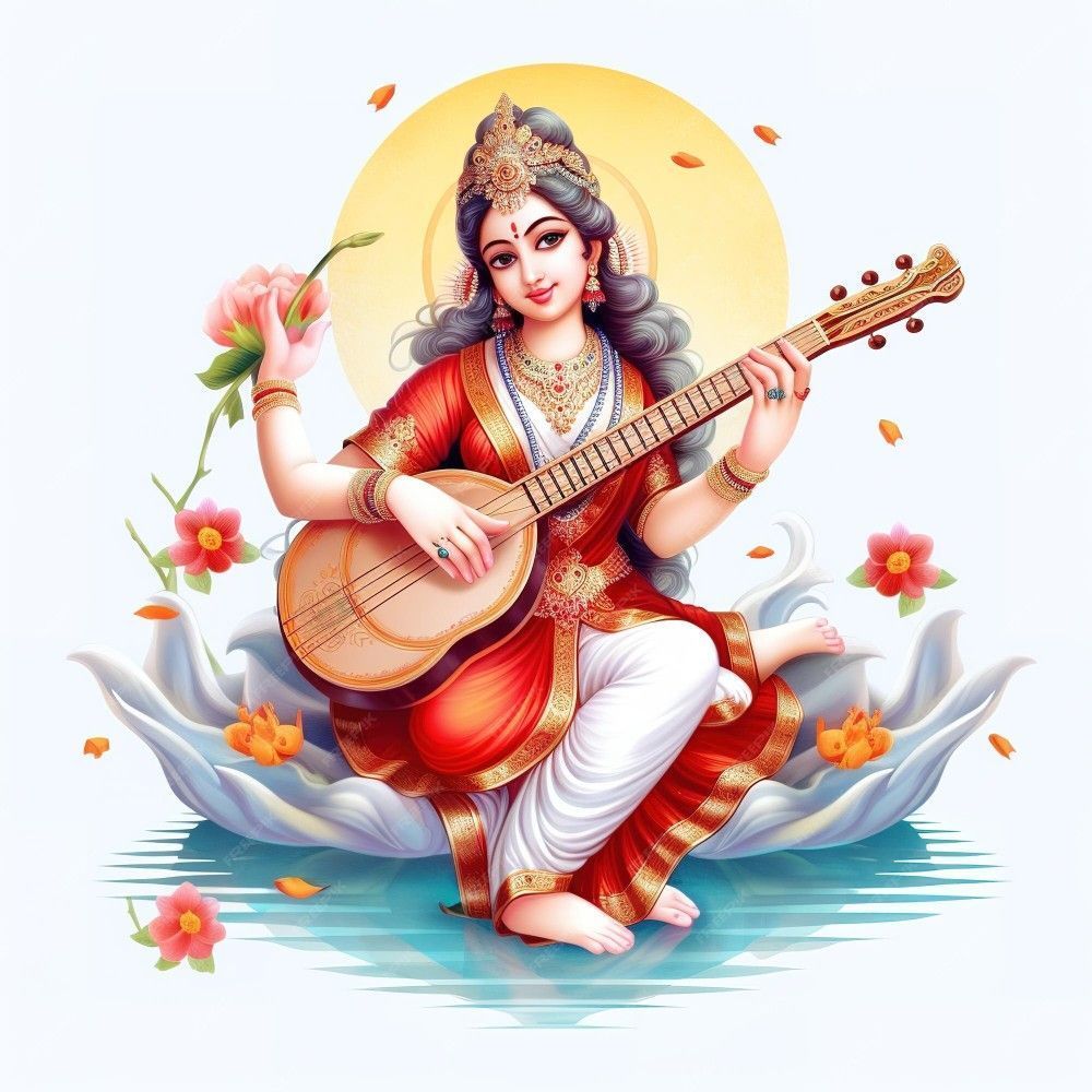 1000x1000 saraswati mata, mother of knowledge