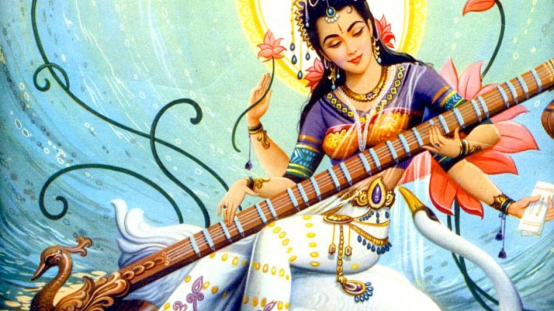 1920x1080 Saraswati Devi Wallpaper