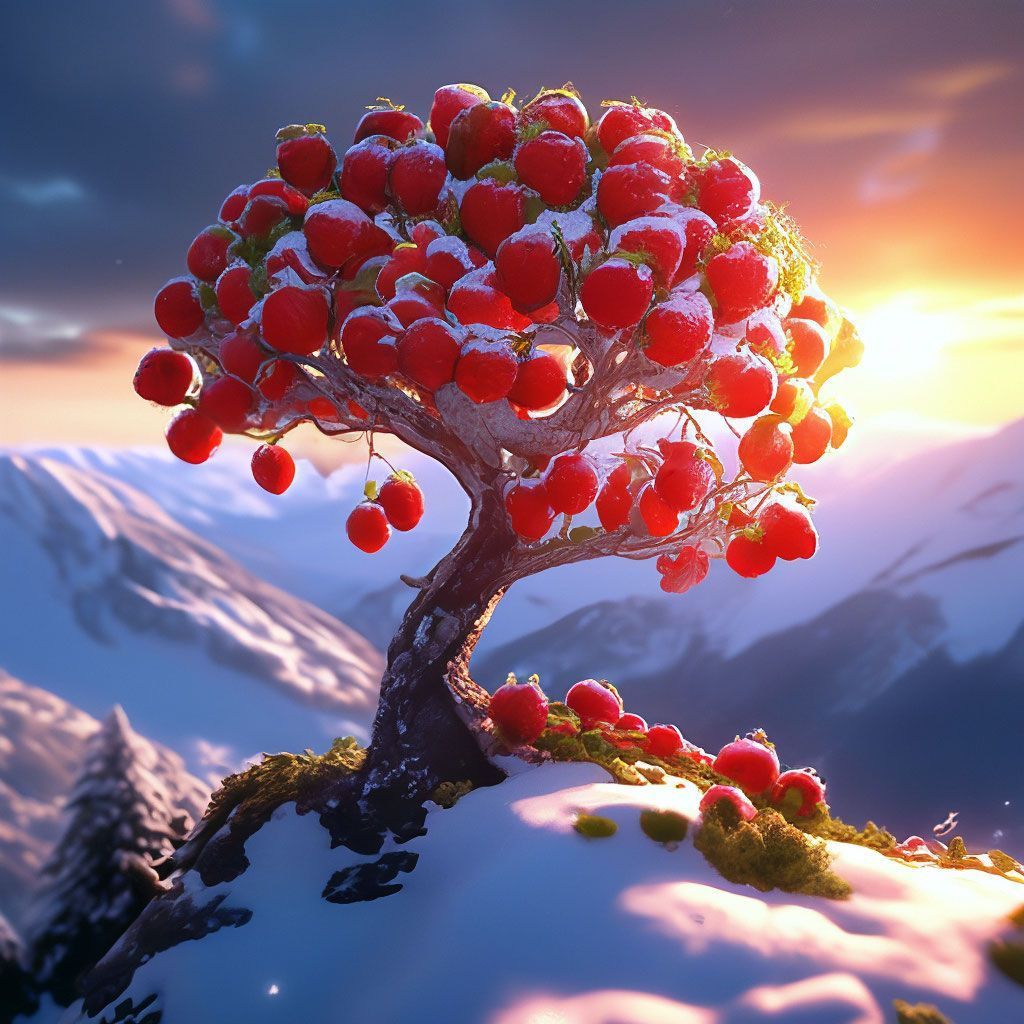 1024x1024 Strawberry Tree Above Snow Covered