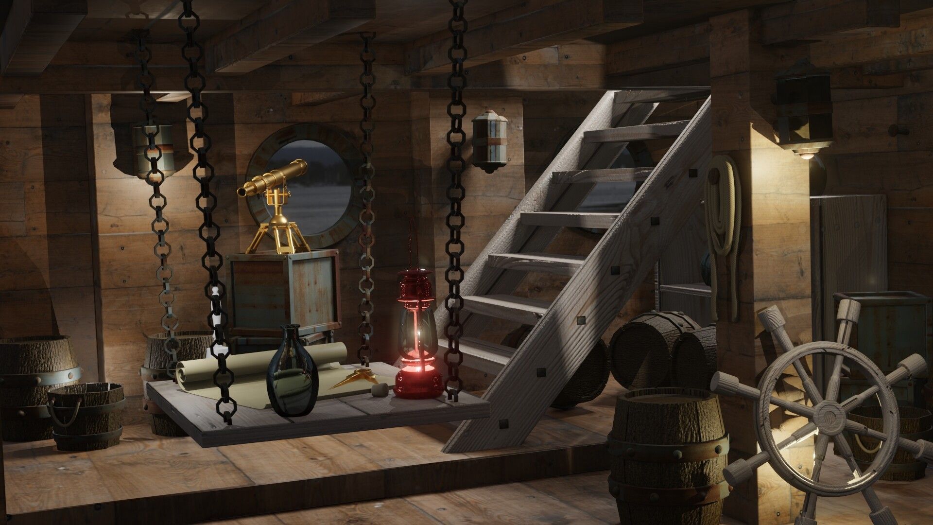 1920x1080 Pirate Ship Interior Cabin