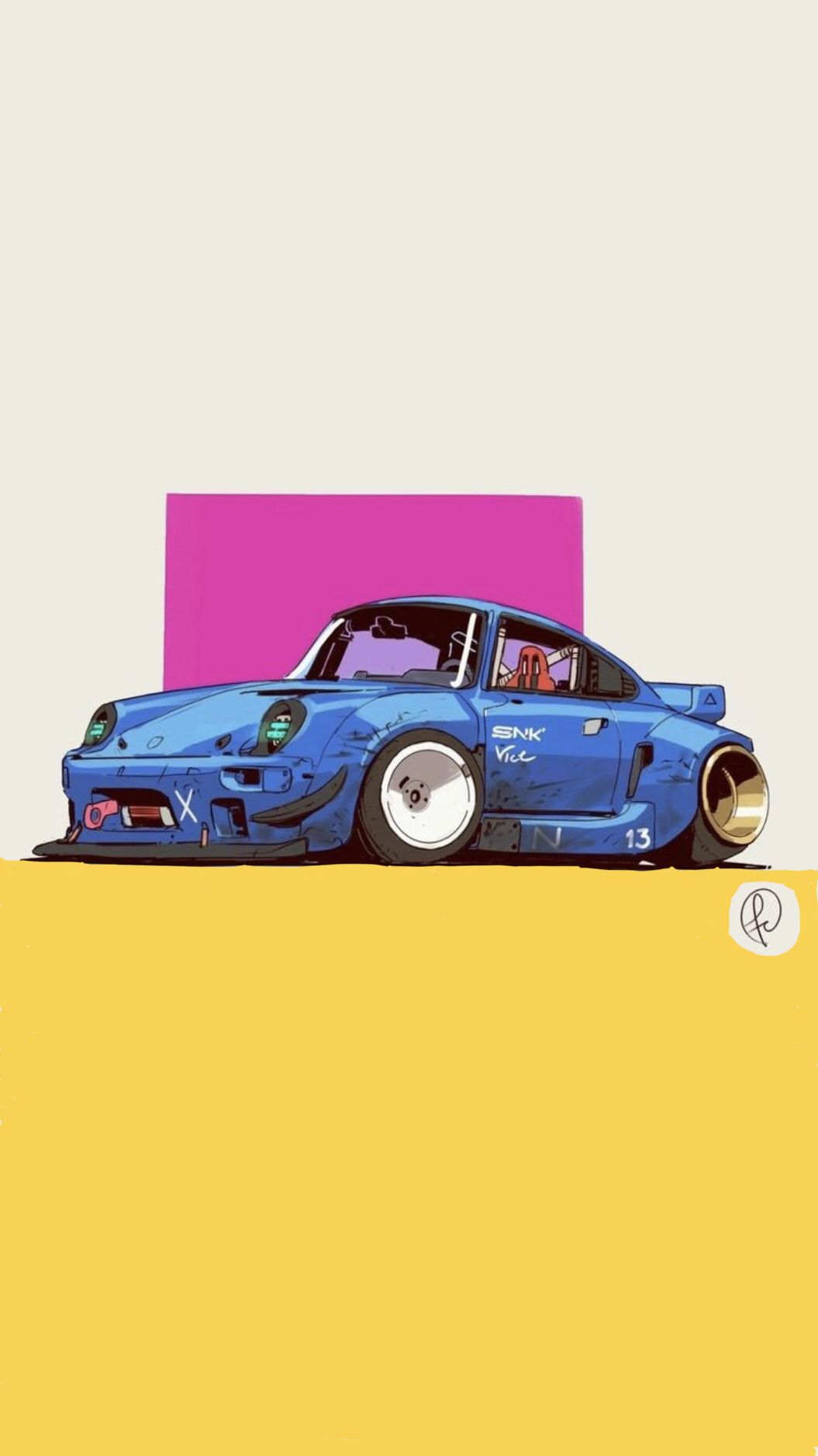 1055x1876 Cartoon Porsche Wallpaper
