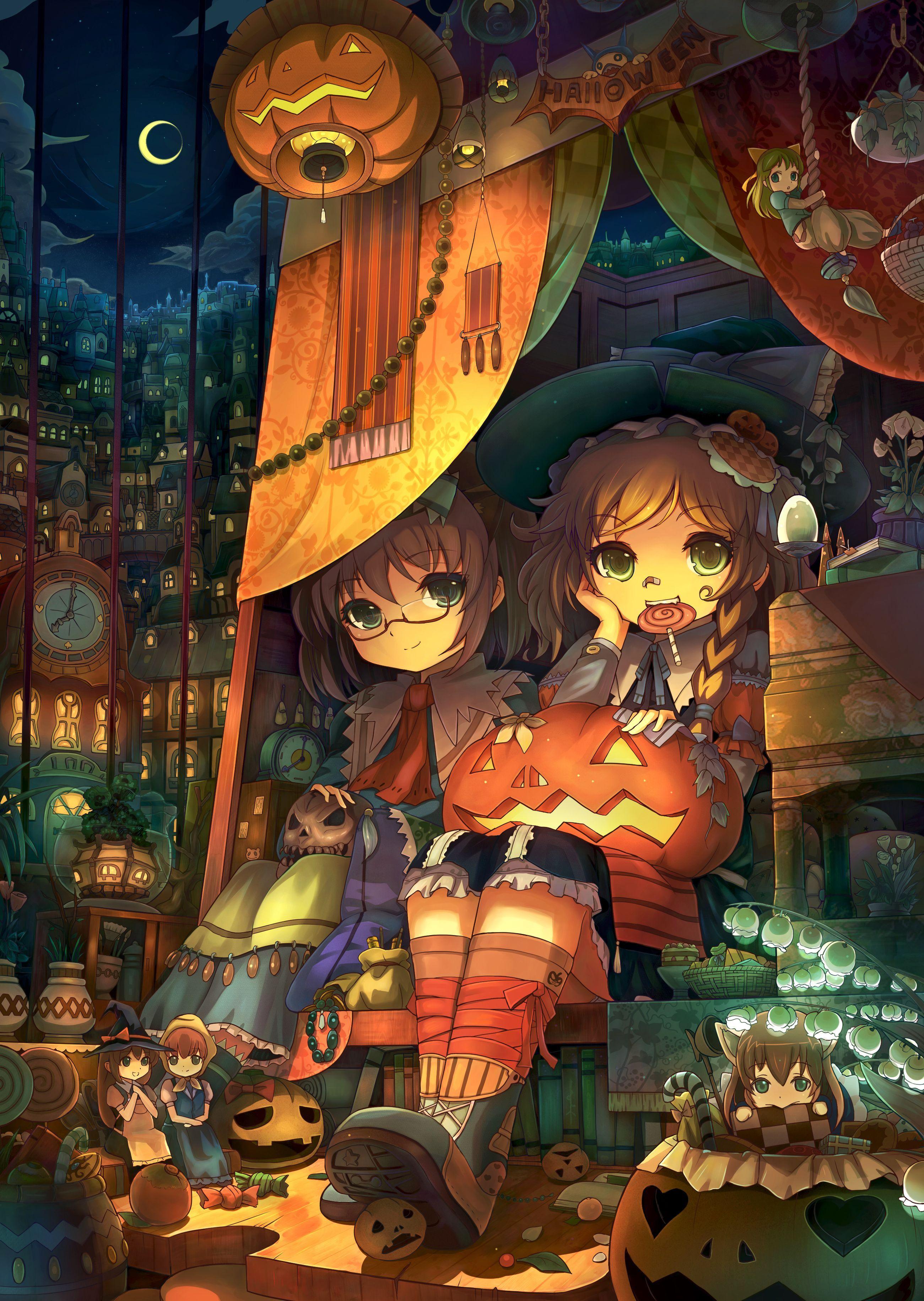 2601x3662 Manga Halloween Wallpaper