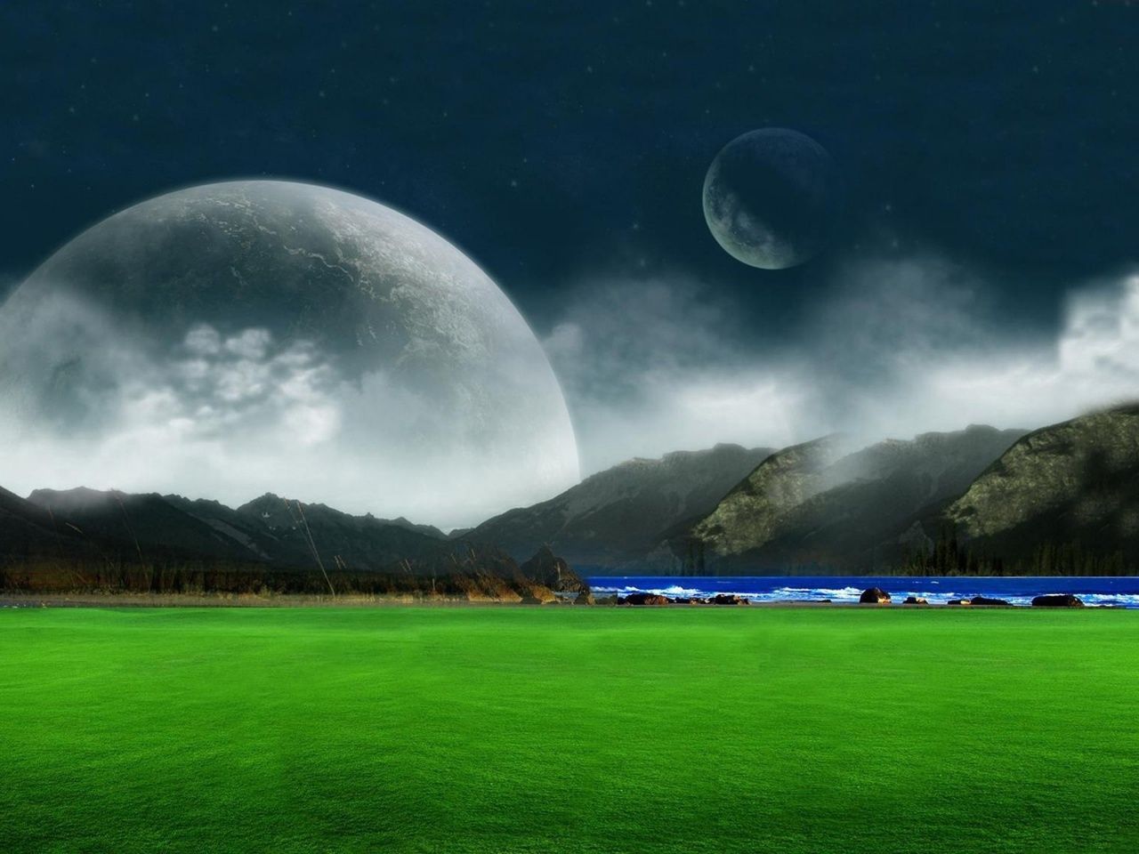 1280x960 Green Moon Wallpaper