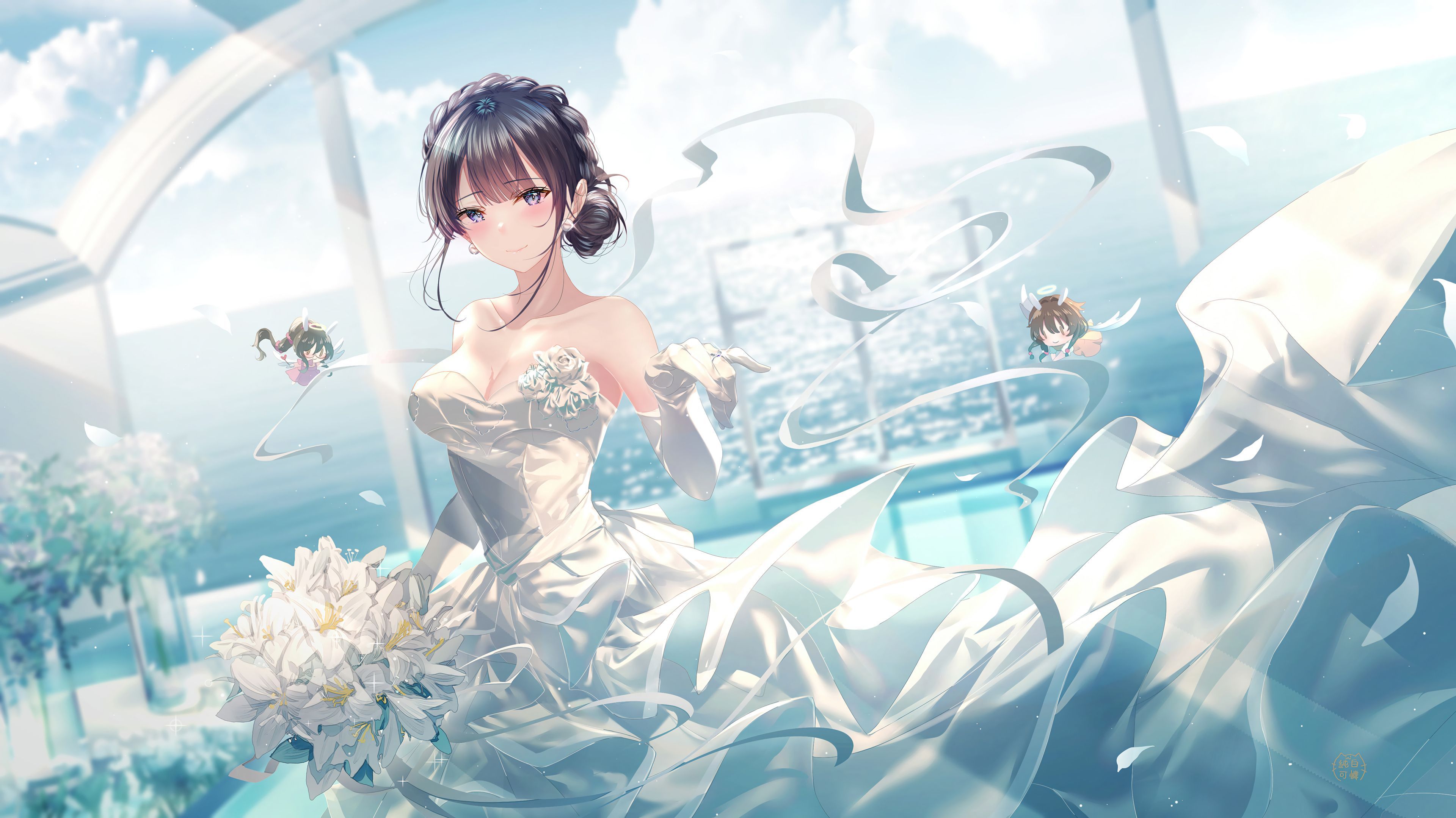 3840x2160 Anime Girl Wedding Bride Wallpaper 4K