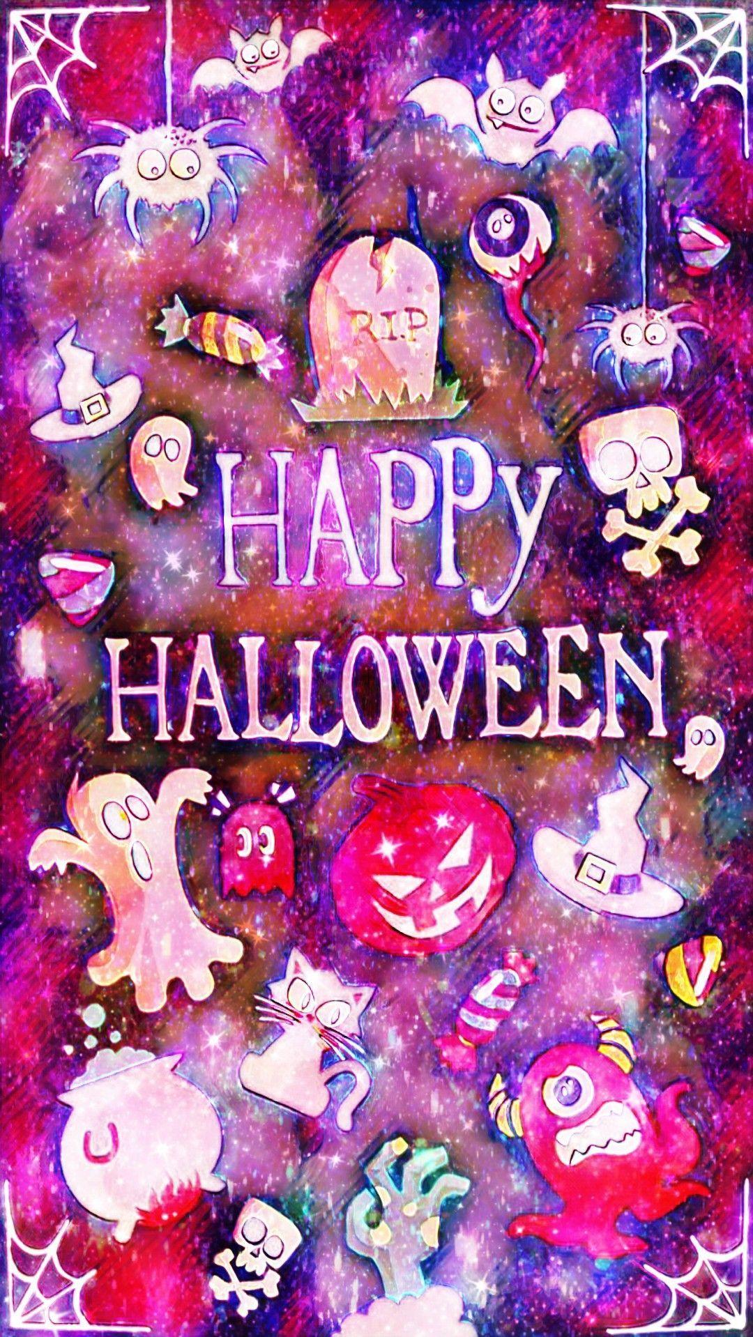 1080x1918 Happy Halloween Galaxy, made by me #patterns #purple