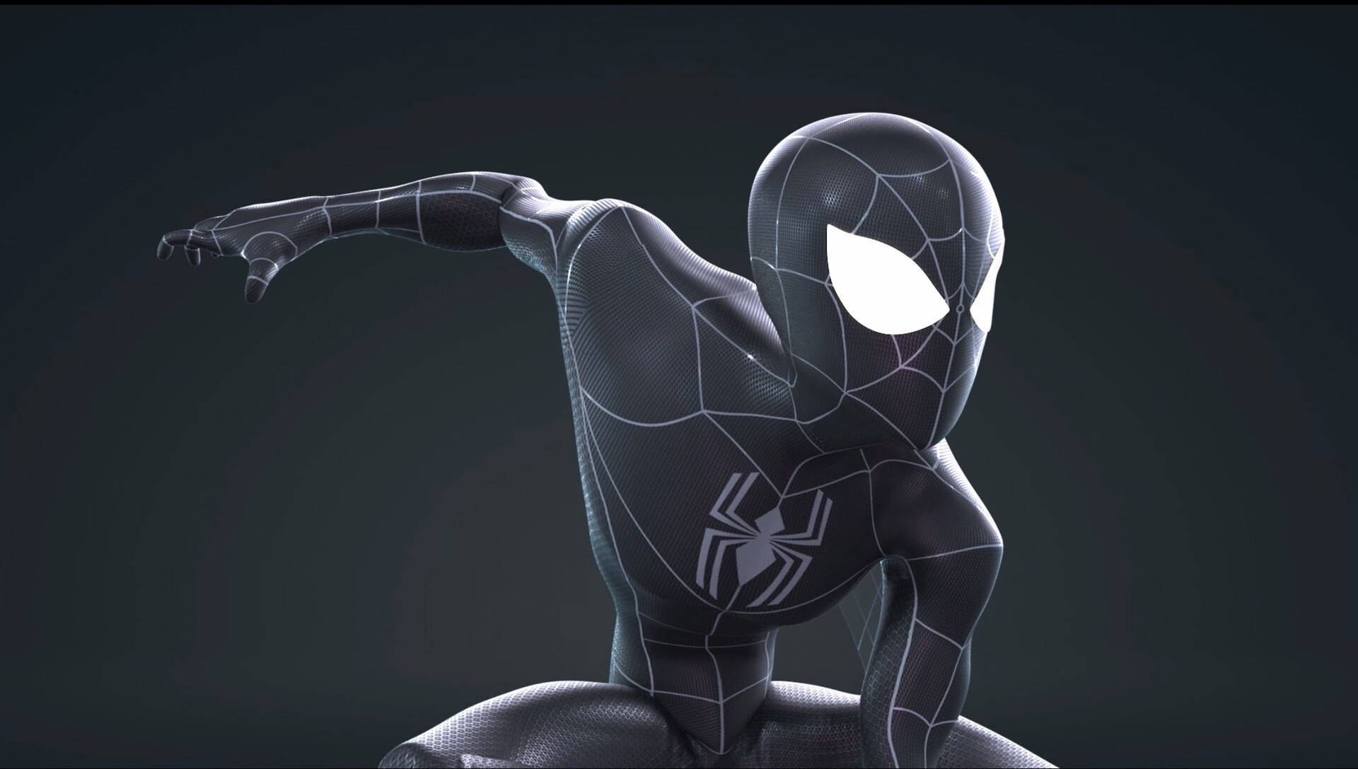 1920x1087 Black Spiderman 3D Model Wallpaper