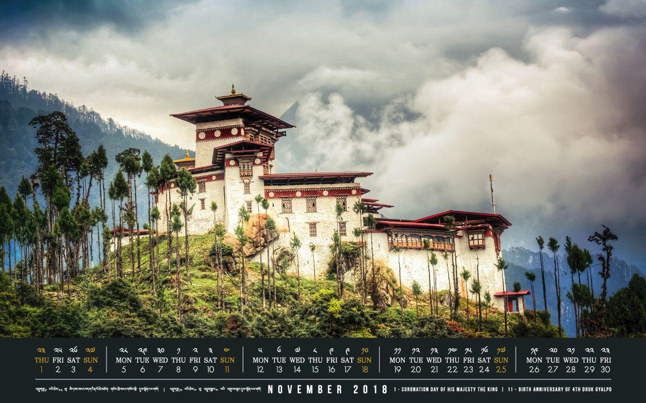 1280x800 Desktop Calendar for November 2018