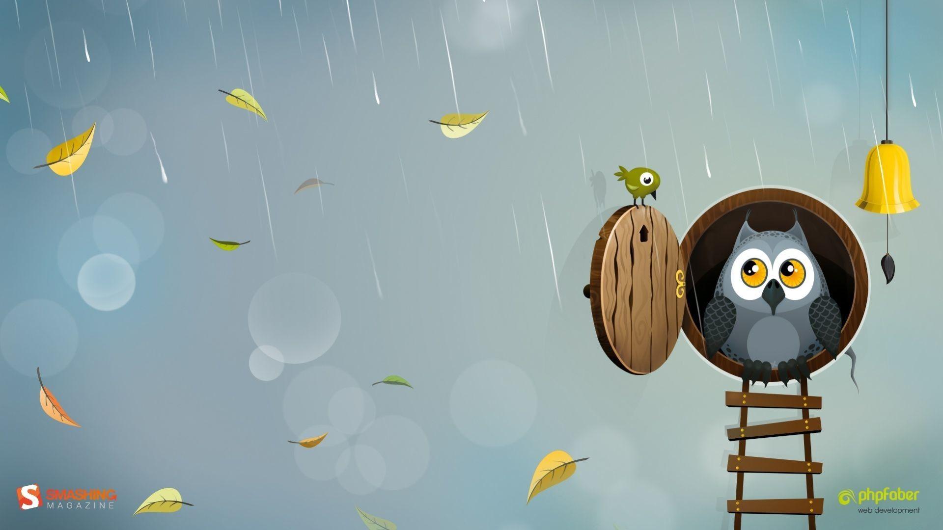 1920x1080 Cute Cartoon Owl Wallpaper