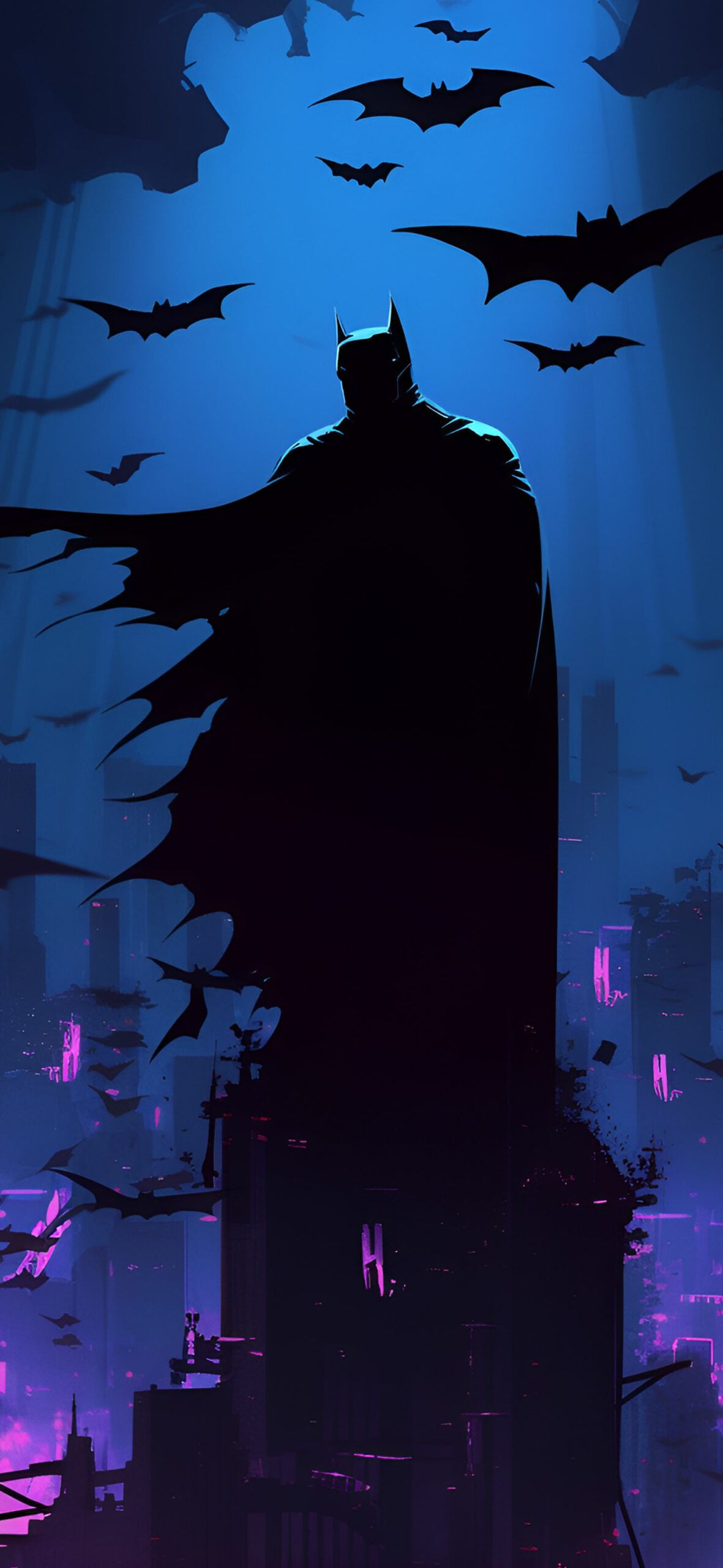 1181x2560 DC Batman & Bats Mystical Wallpaper