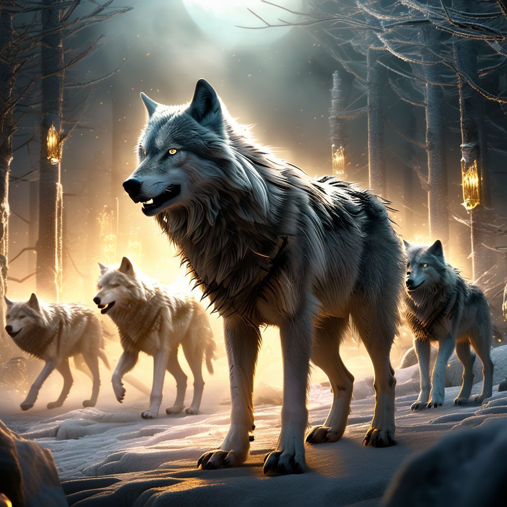 1024x1024 unrealistic wolfs pack