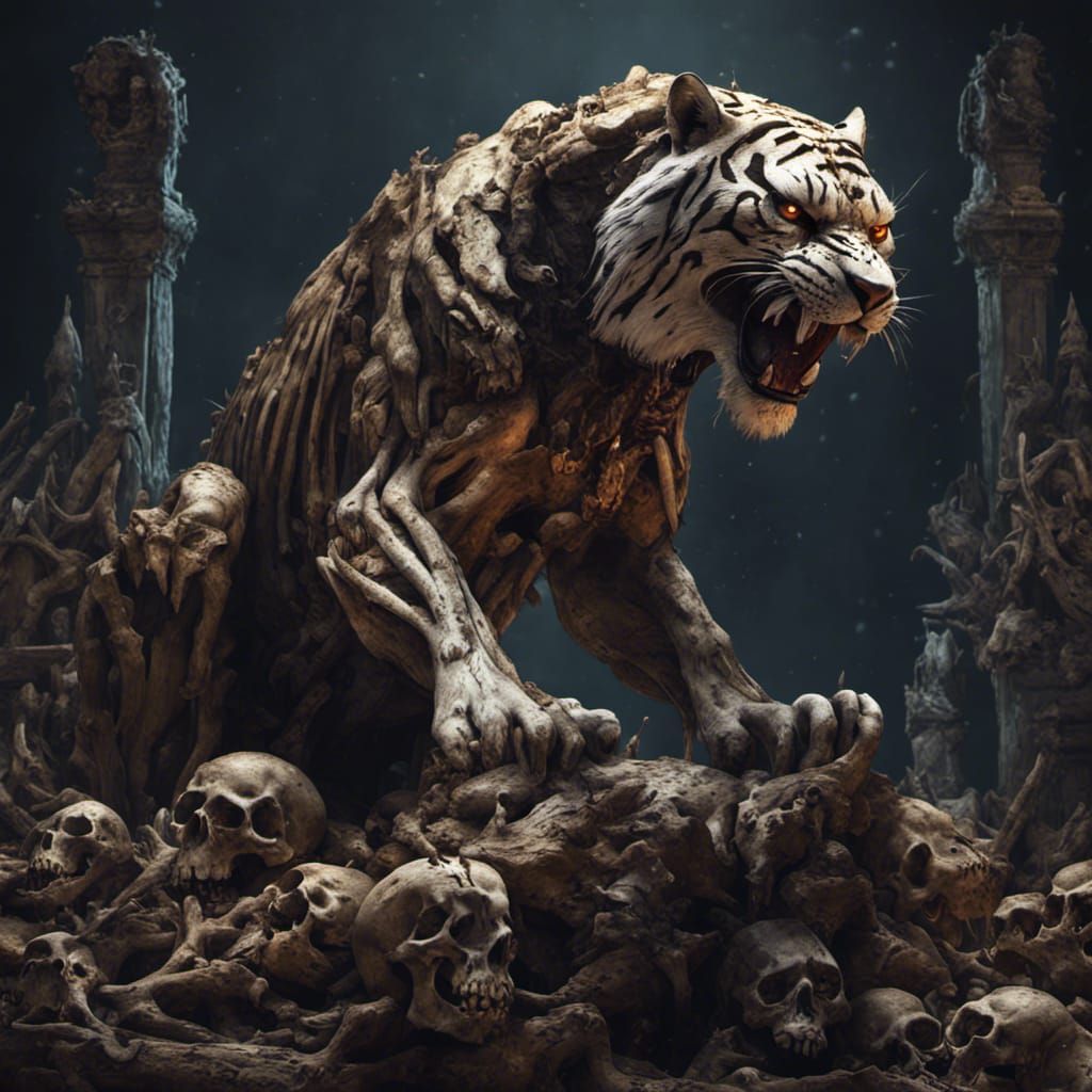 1024x1024 Fierce Saber Tooth Tiger In Cave