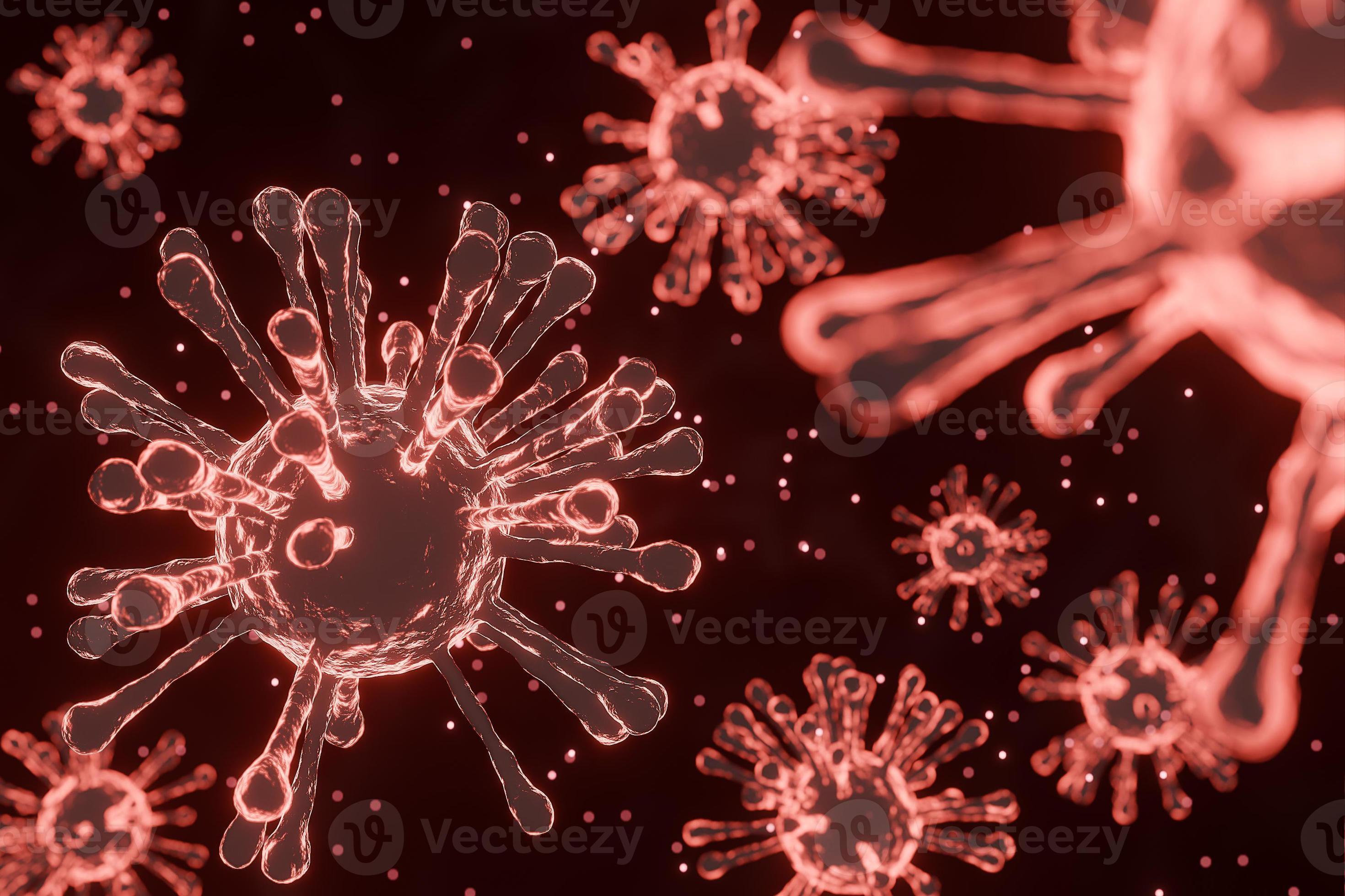 2940x1960 Red virus microbe on black background