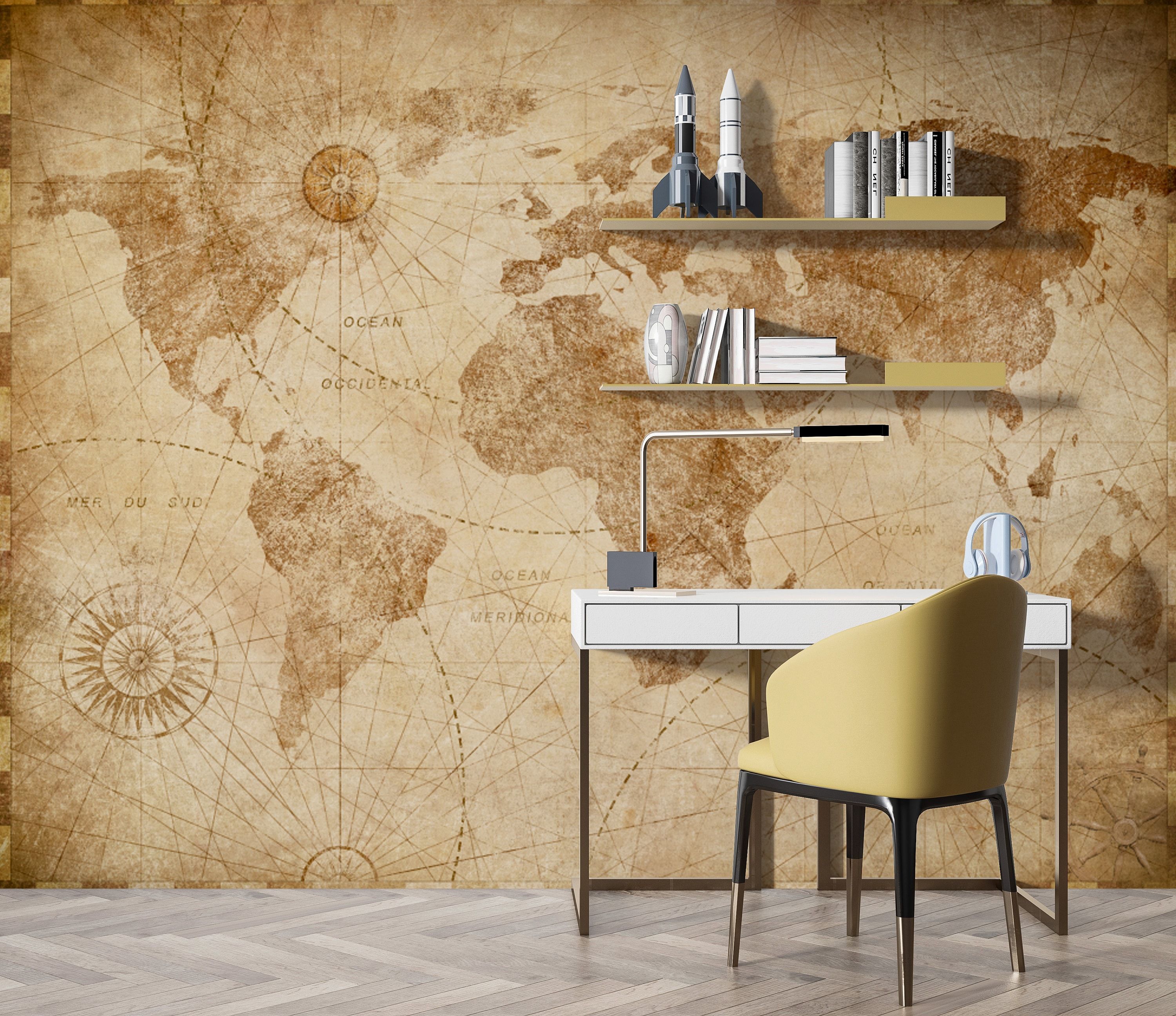 3000x2592 Buy Vintage Style World Map Wallpaper