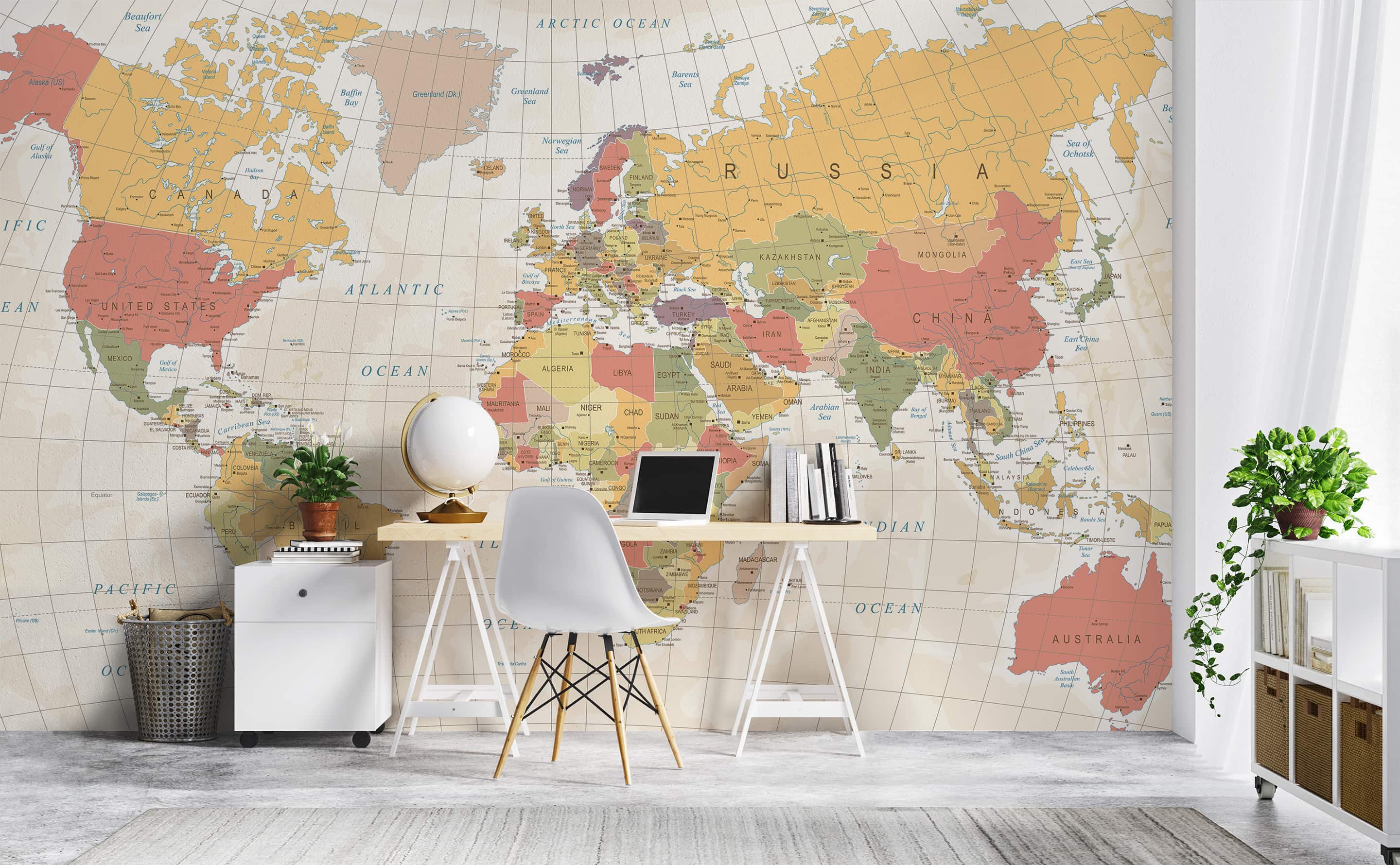 2880x1780 Tea Stained Vintage World Map wall