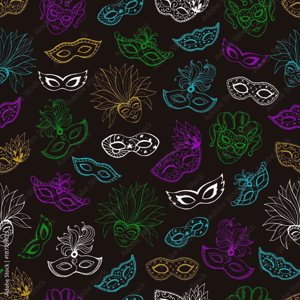 1000x1000 Venetian carnival seamless pattern