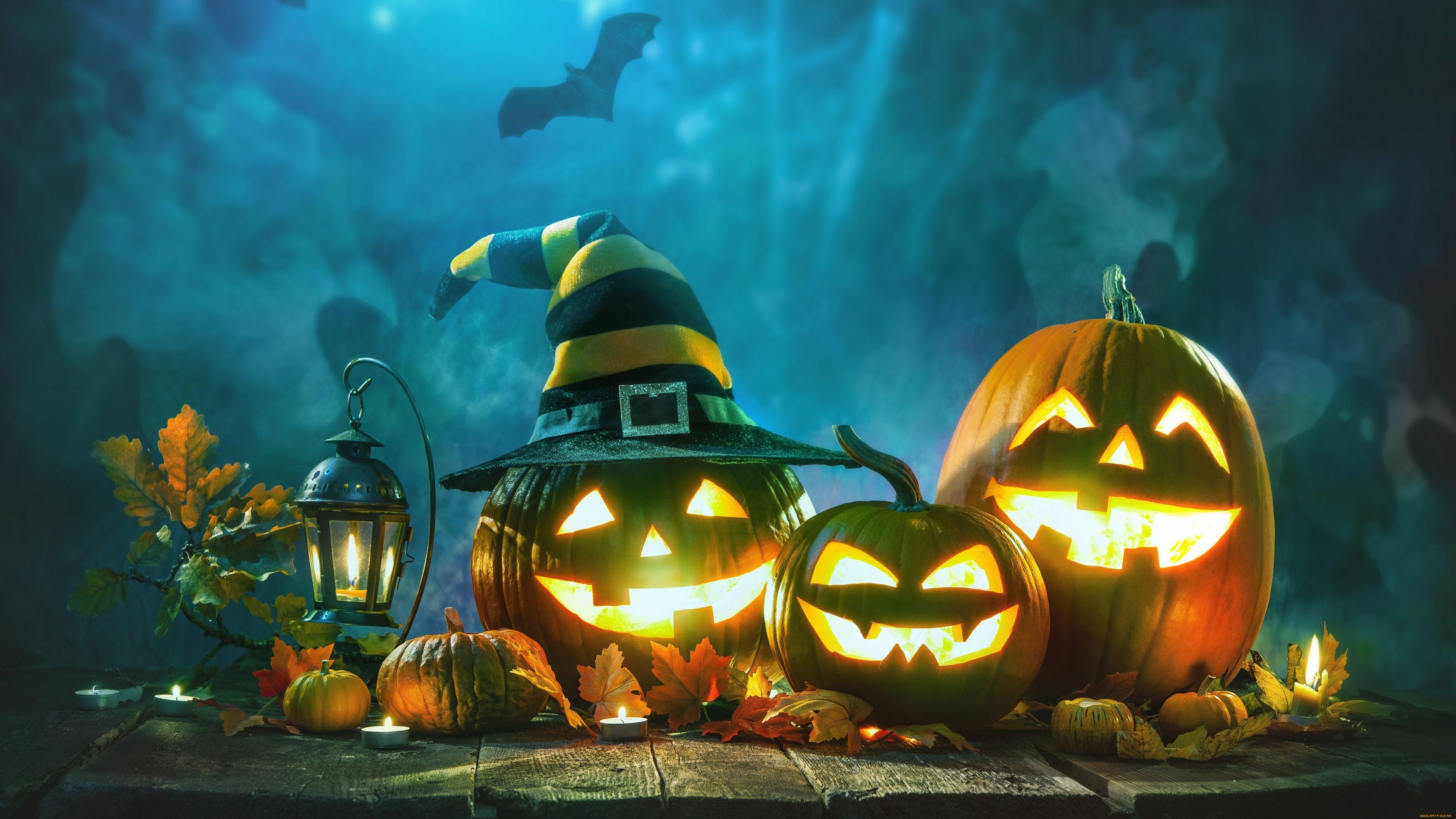 3840x2160 Halloween, Underwater, Jack o Lantern, Party, Pumpkin 4K